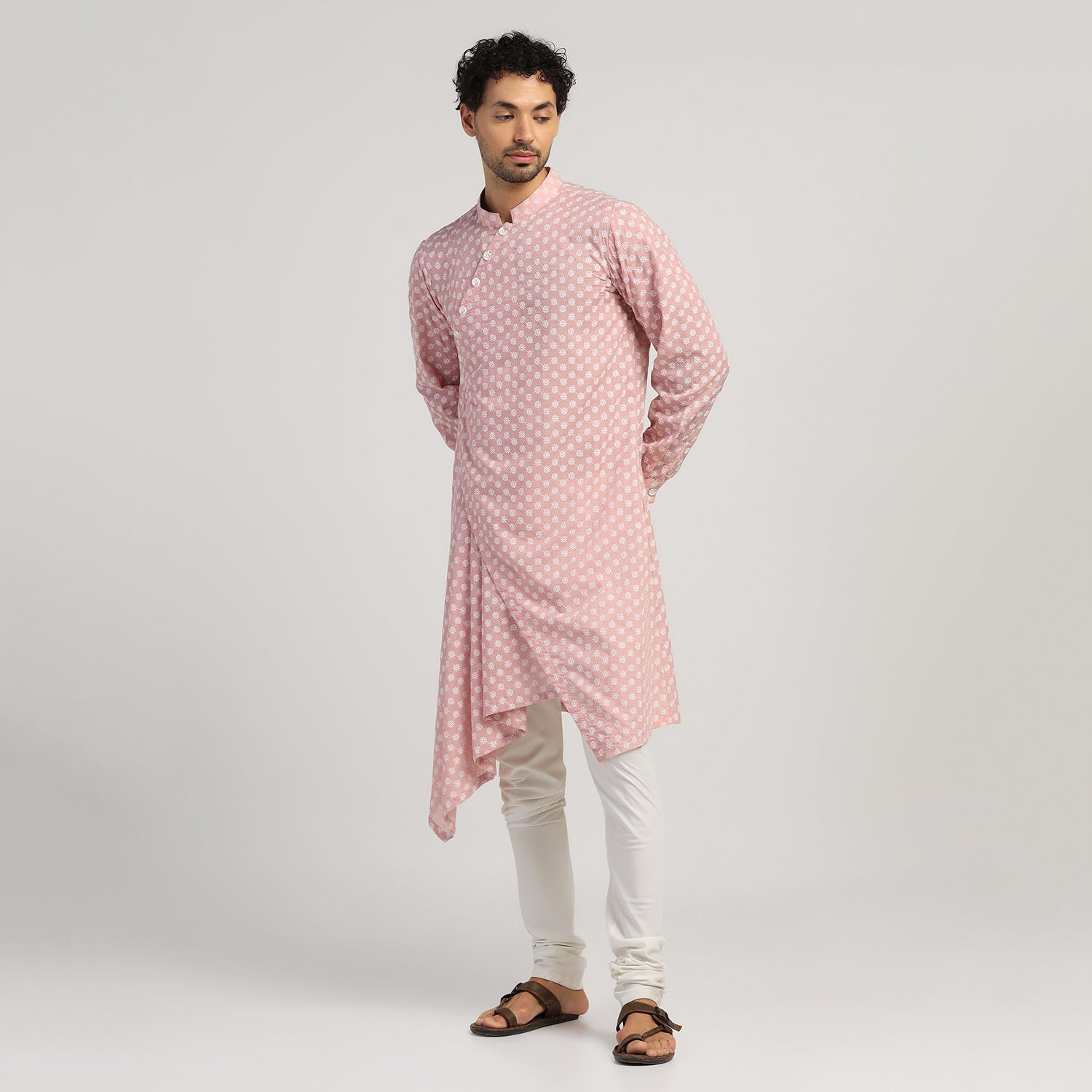 Pink Angrakha Kurta, kurta for men, designer kurta for men, men kurta, designs, pink kurta