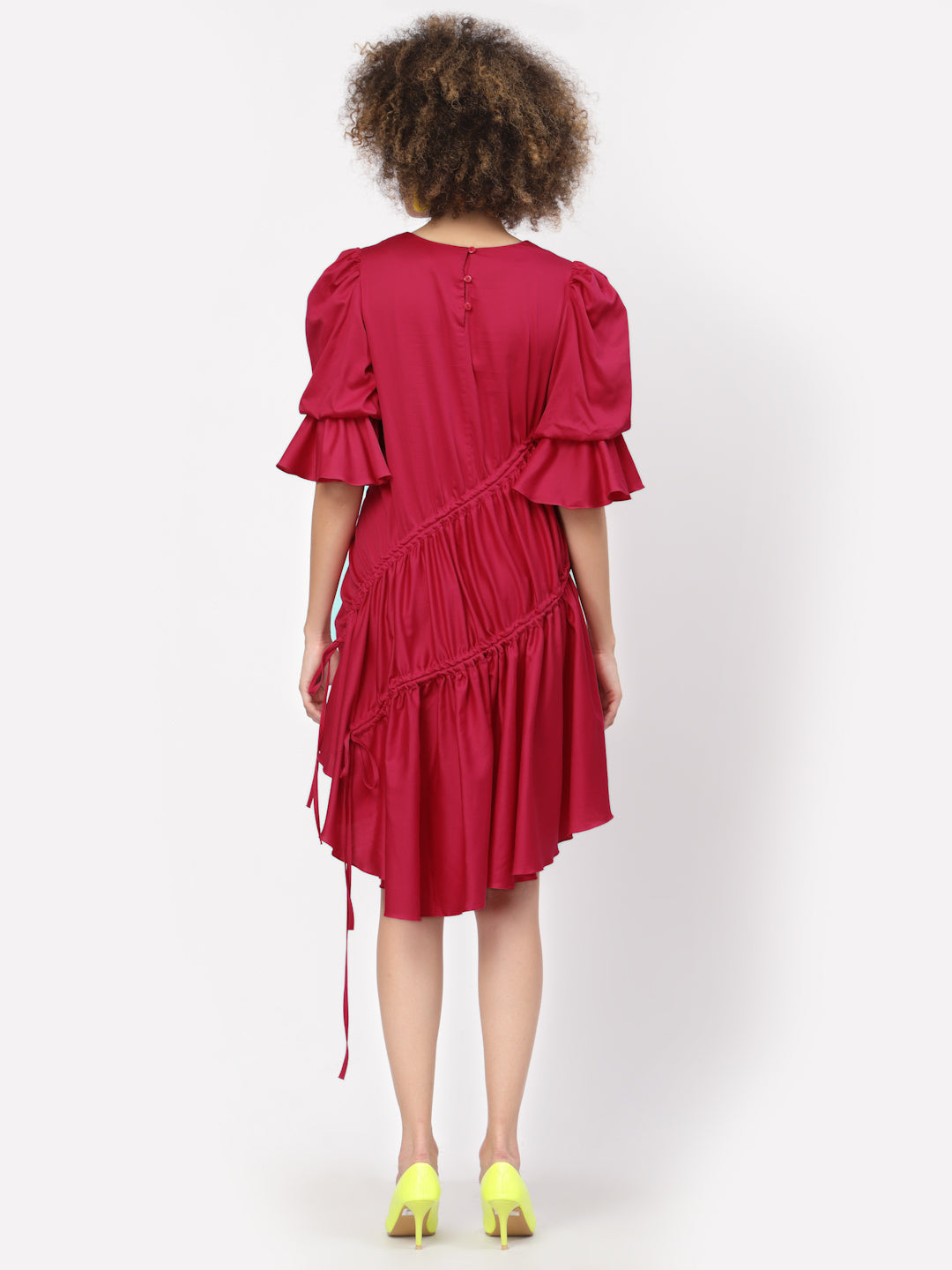 Pink Cotton Asymmetrical Dresses for Women-4
