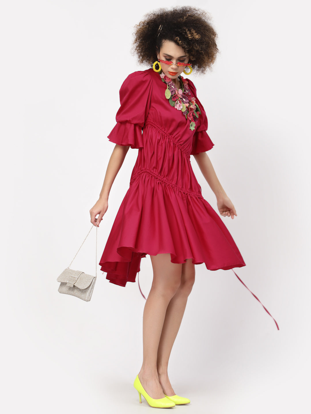 Pink Cotton Asymmetrical Dresses for Women