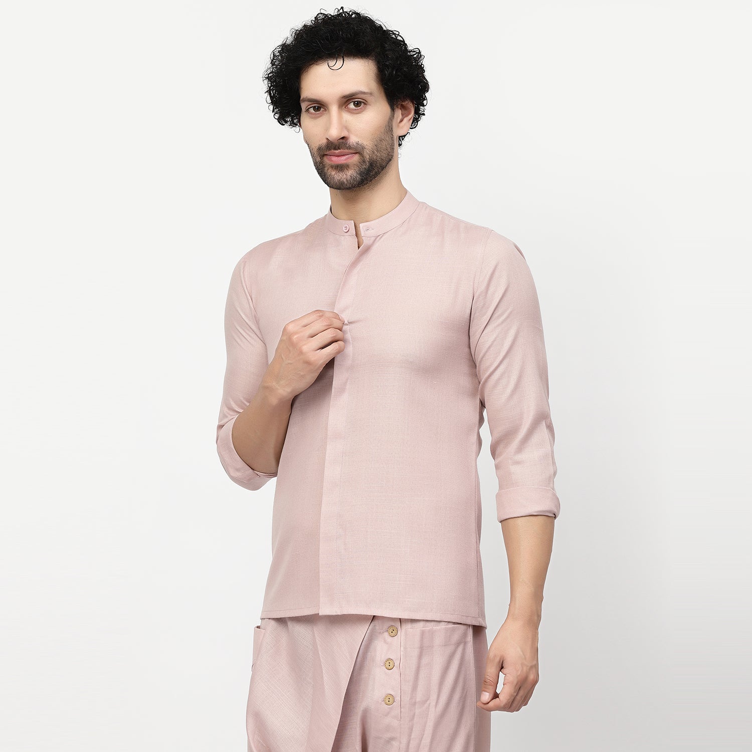 Buy Pink Linen Shirt for Men-1