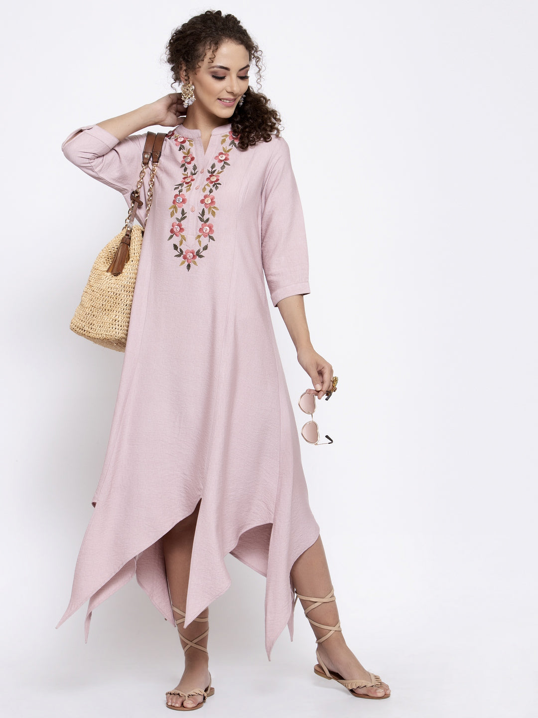Buy Pink Linen Triangle Dresses for Women