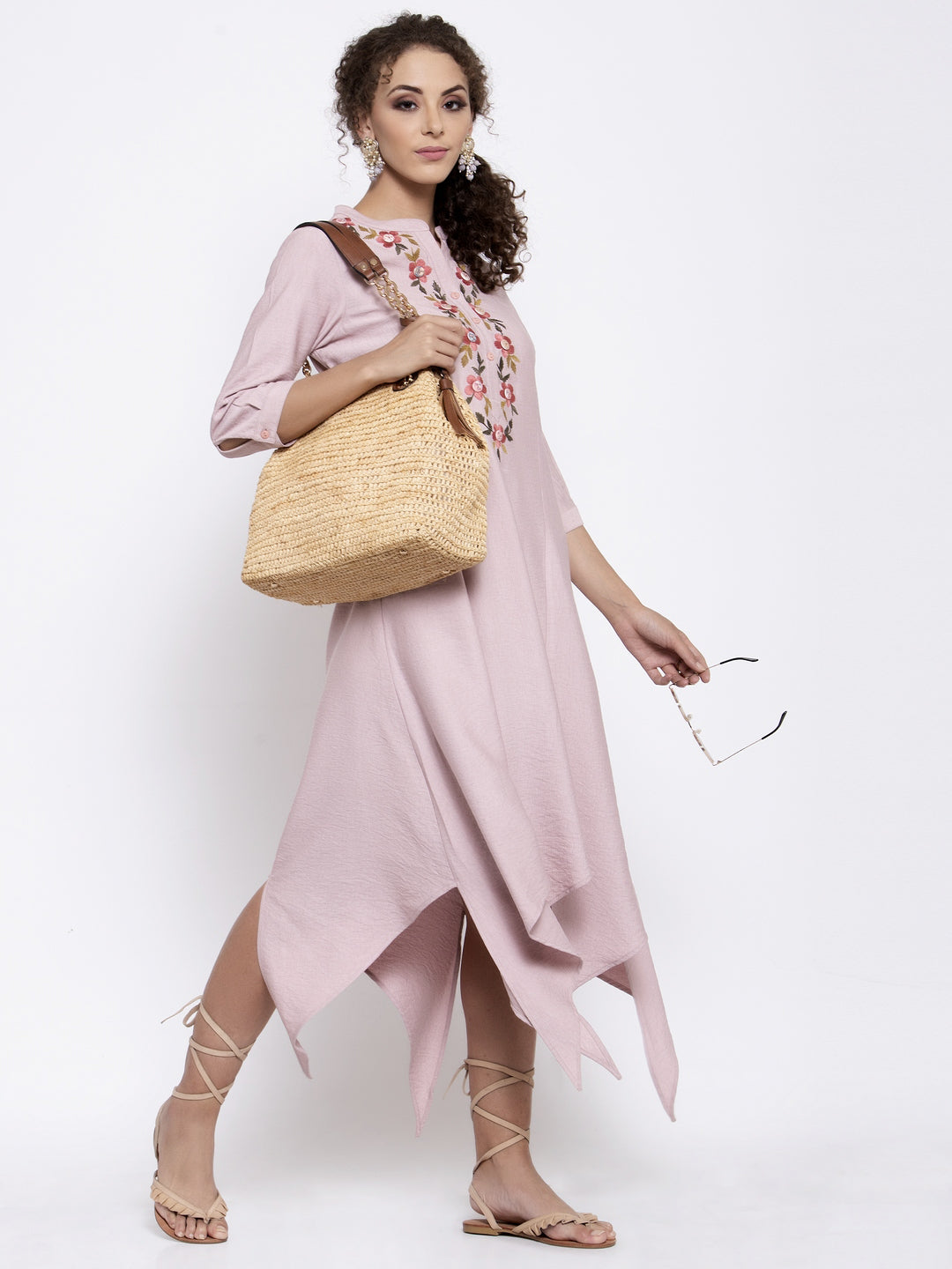 Buy Pink Linen Triangle Dresses for Women-1