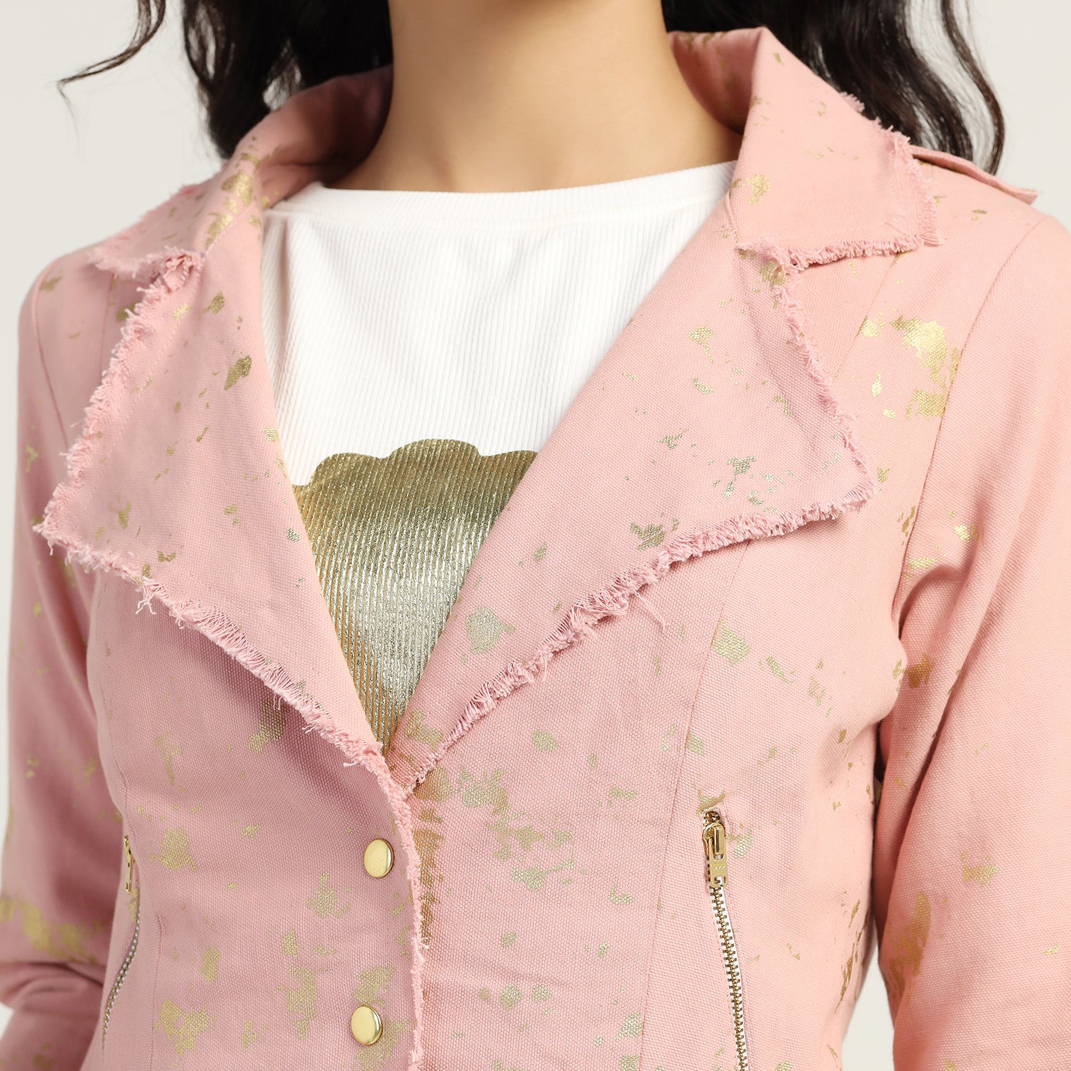 Pink Short Canvas Jacket With Foil, Organza jackets, Stylish Jackets, Summer Women’s Jackets, Long Women Jackets , Short jackets for women
