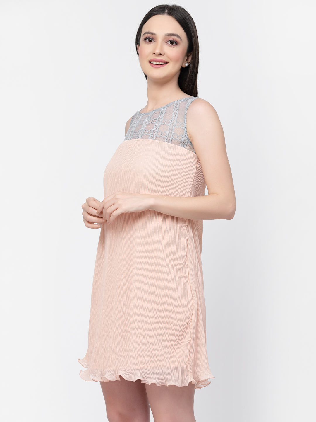 Pleated Georgette Dress for Women Online-1