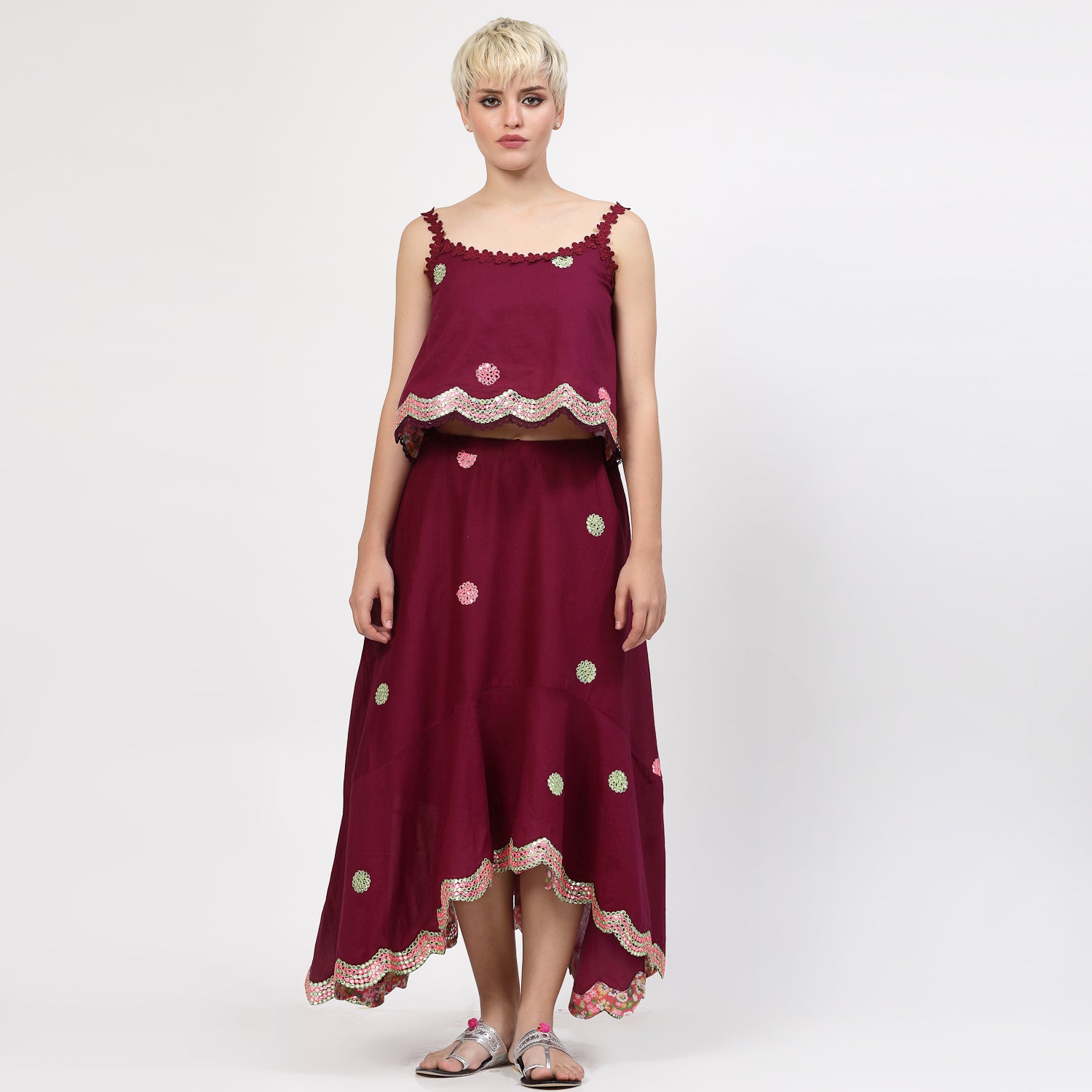 Buy Purple Asymmetrical Skirt for Women-5