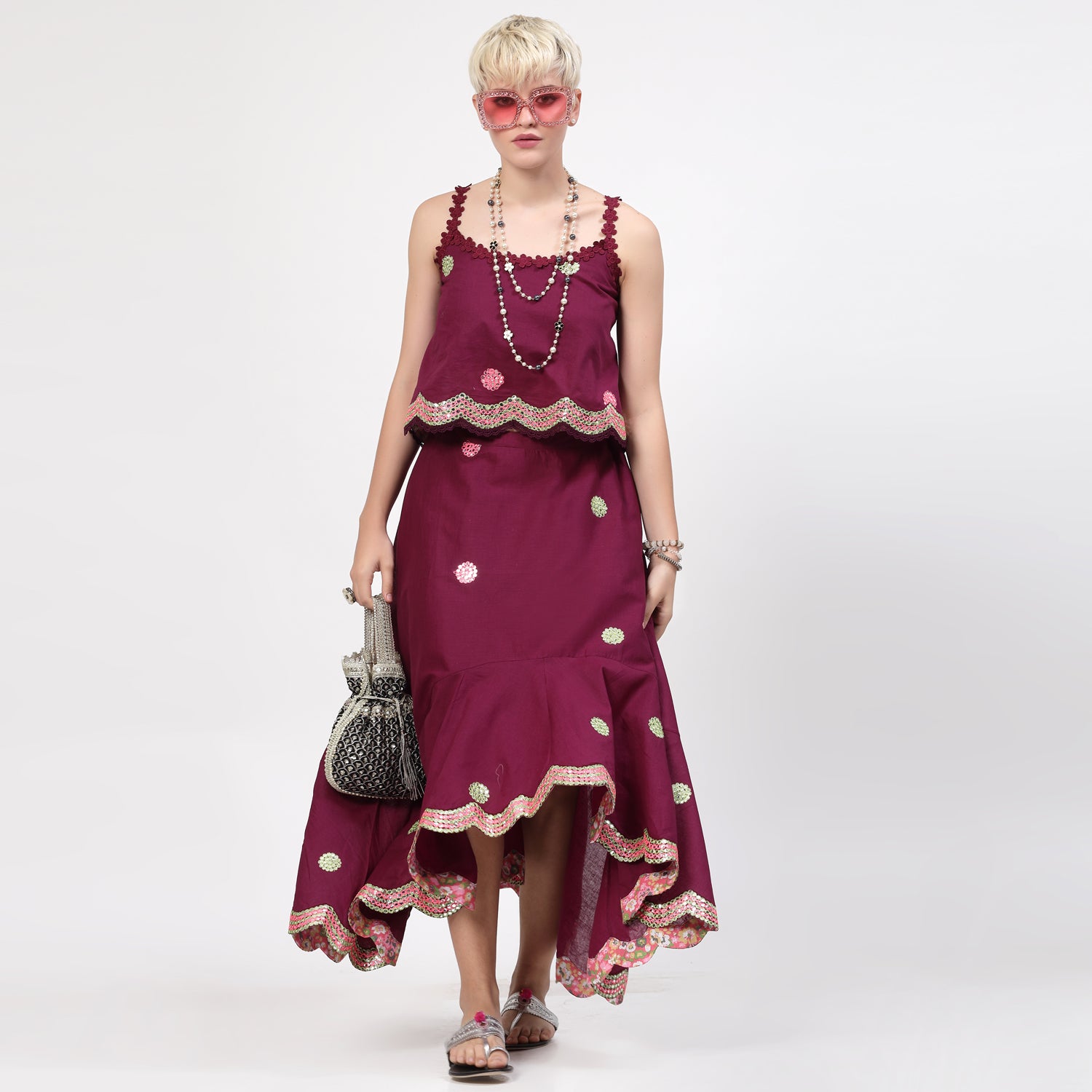 Buy Purple Asymmetrical Skirt for Women-6