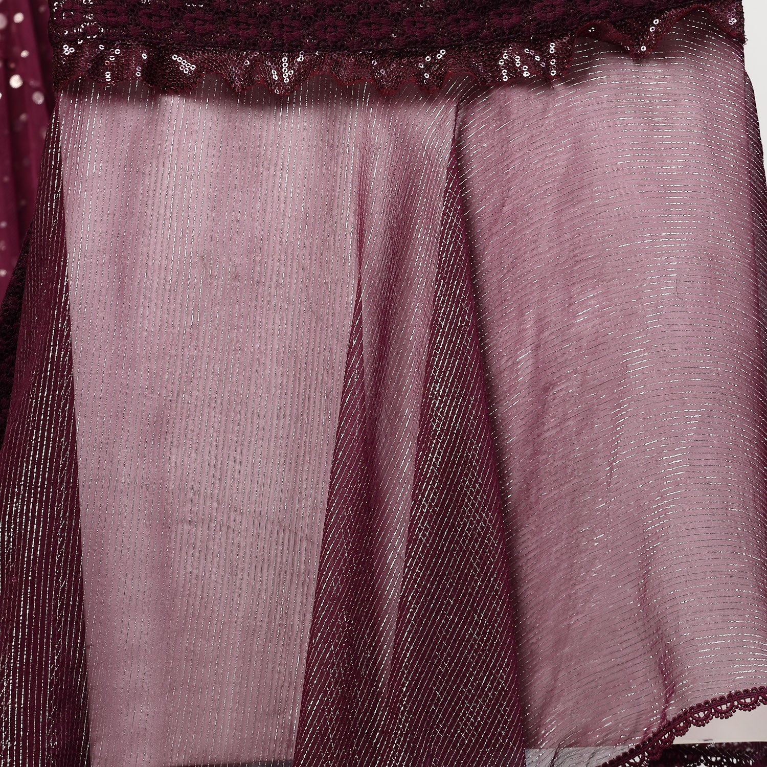 Purple Georgette Saree With Silver Dots And Lurex Frill, saree for women, saree designs, trendy sarees, party wear saree, party wear saree for women