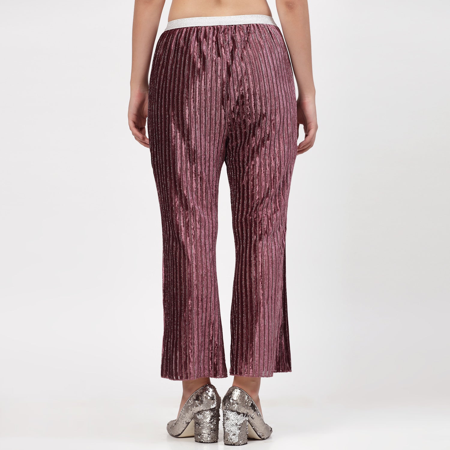 Purple Velvet Bell Bottom Plazzo, Velvet Bell Bottom Pants , Stylish Women pants , Floral print palazzos