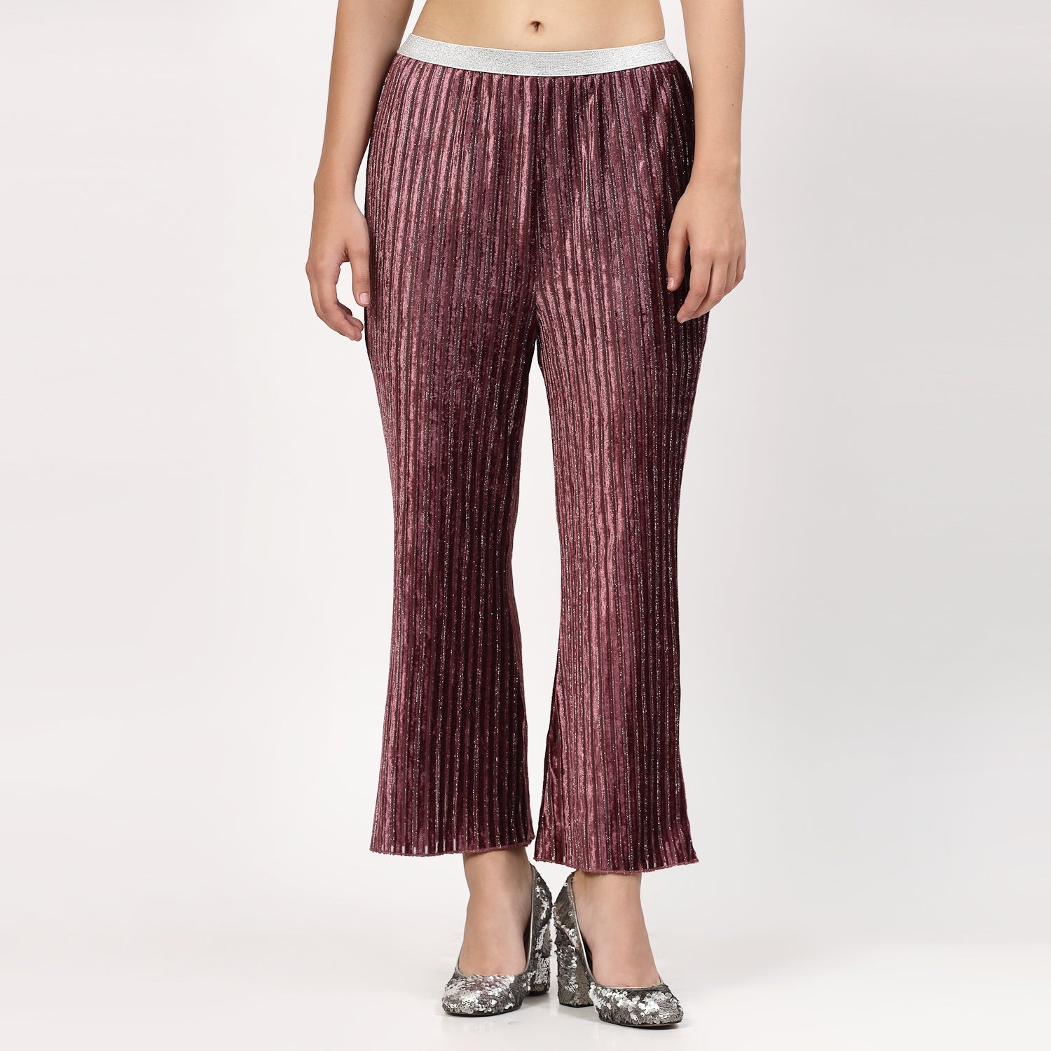 Purple Velvet Bell Bottom Plazzo for Women