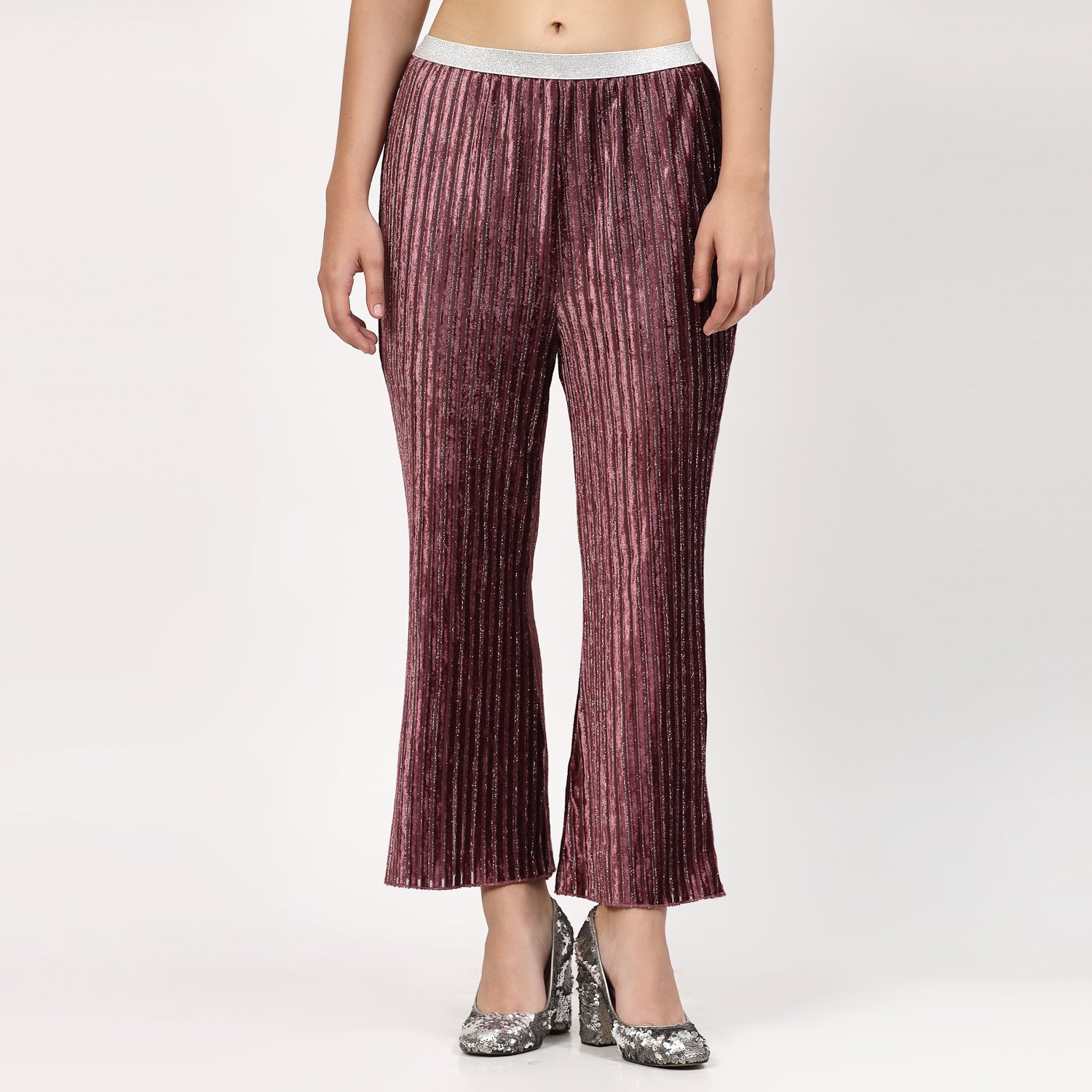 Purple Velvet Bell Bottom Plazzo, Velvet Bell Bottom Pants , Stylish Women pants , Floral print palazzos