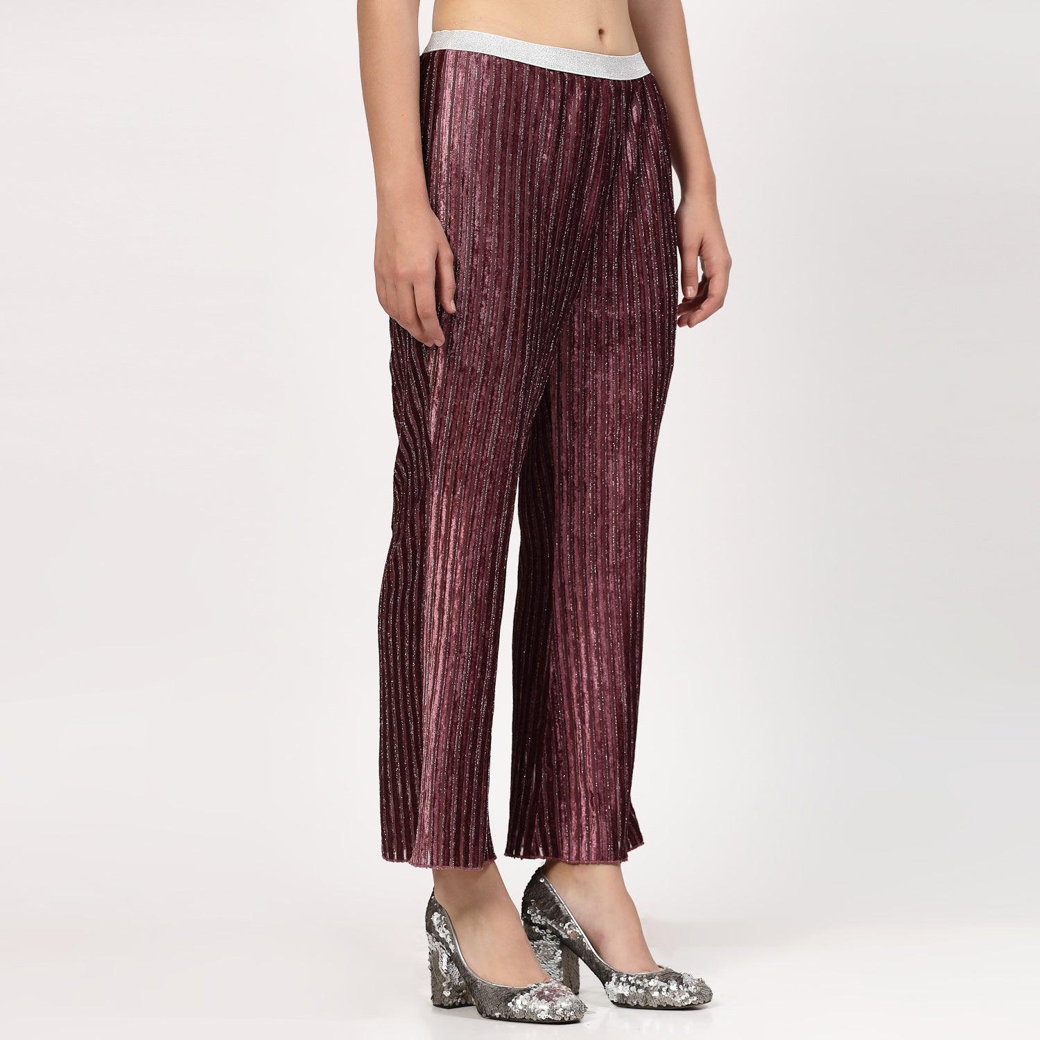 Purple Velvet Bell Bottom Plazzo, Velvet Bell Bottom Pants , Stylish Women pants , Floral print palazzos