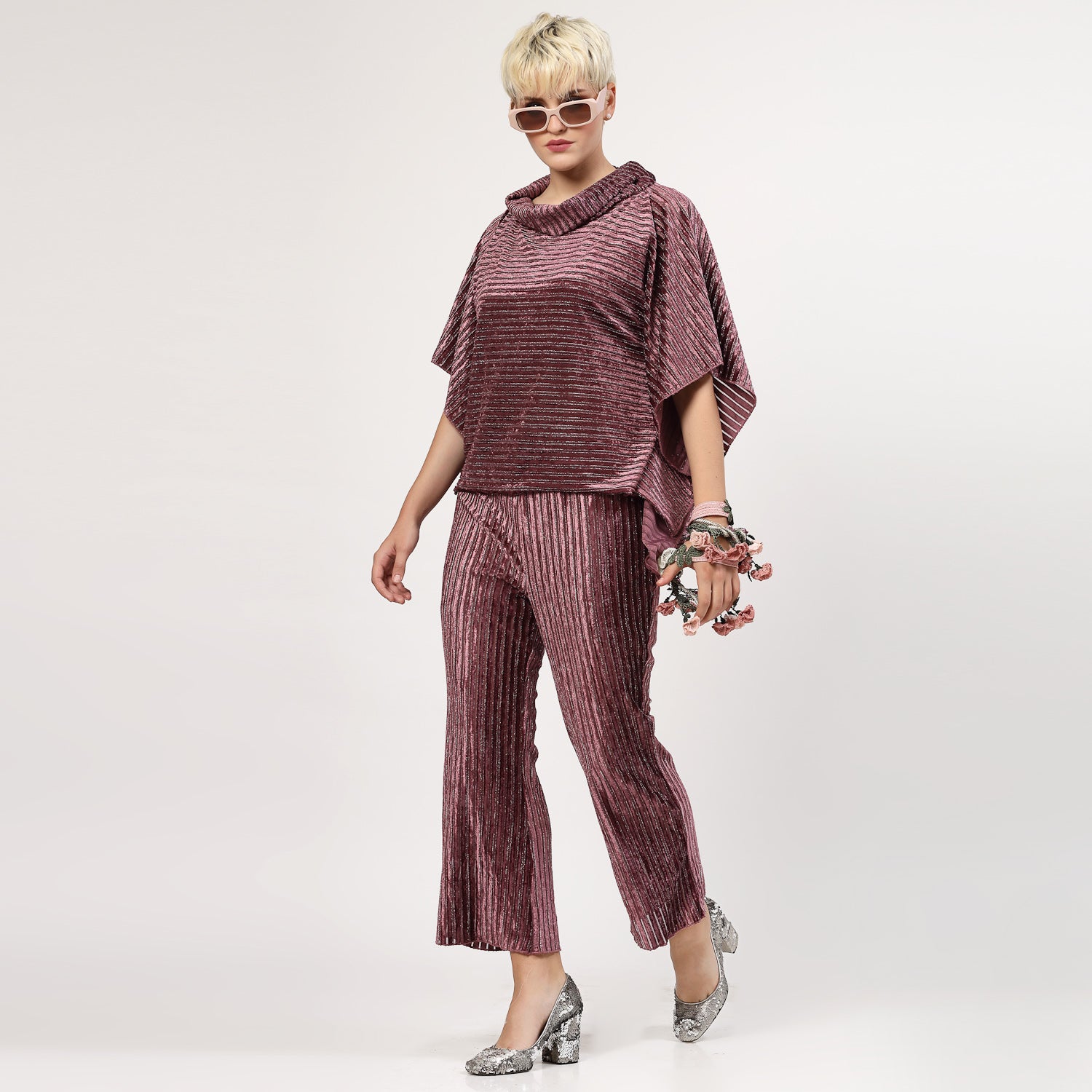 Purple Velvet Bell Bottom Plazzo, Velvet Bell Bottom Pants , Stylish Women pants , Floral print palazzos