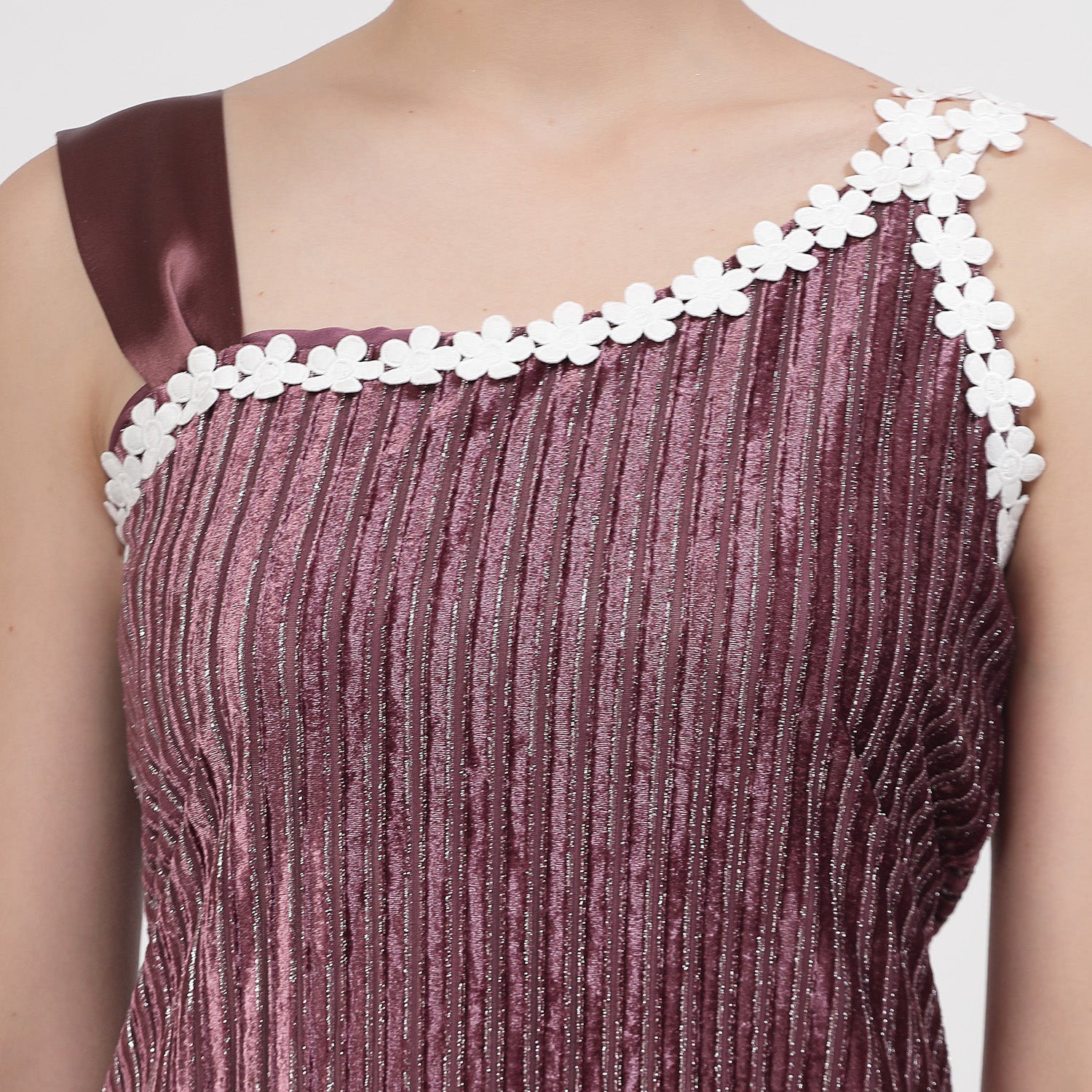 Purple Velvet Top With Flower Lace And Satin, tops for women, crop top, crop tops for women, organza tops