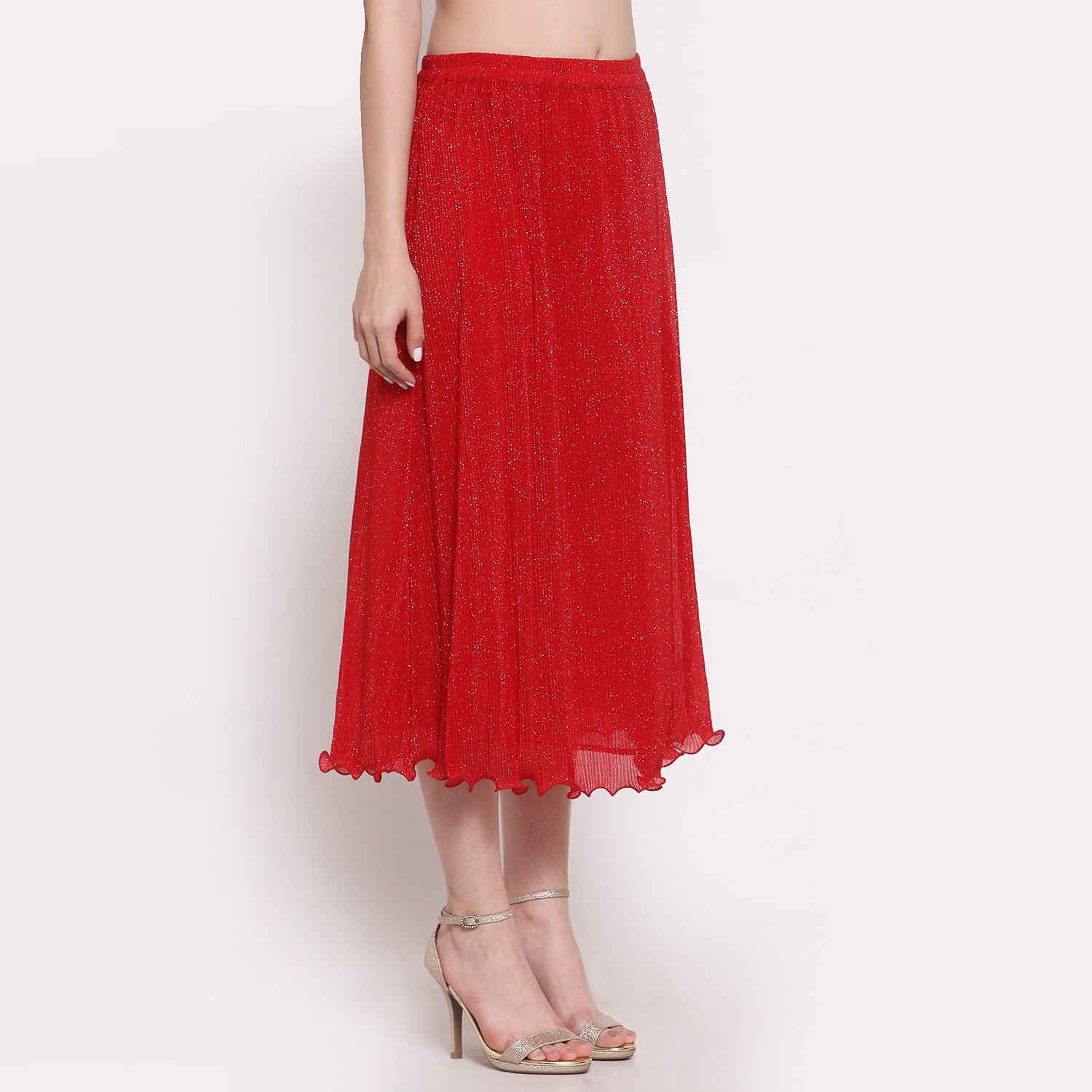 Buy Red Plisse Long Skirt for Women