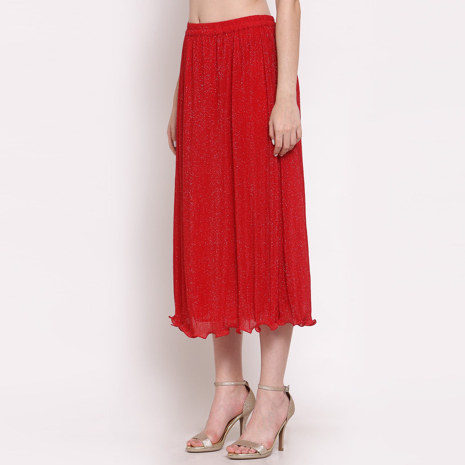 Buy Red Plisse Long Skirt for Women-1