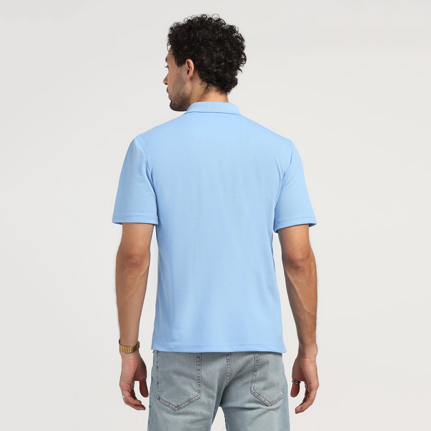 Sky Blue Printed Polo T-Shirt, shirts for men, party wear shirts for men, designer shirts for men