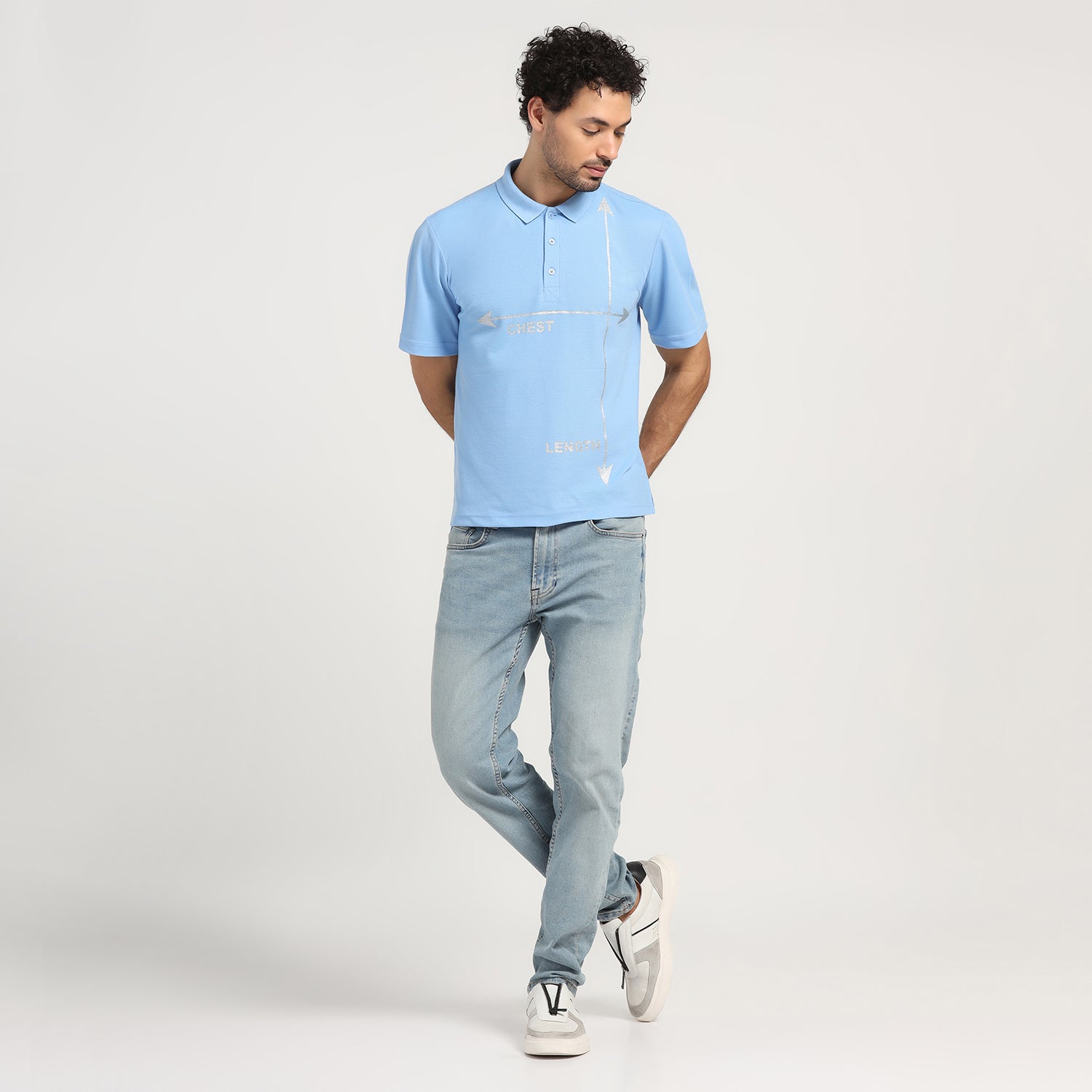 Sky Blue Printed Polo T-Shirt, shirts for men, party wear shirts for men, designer shirts for men