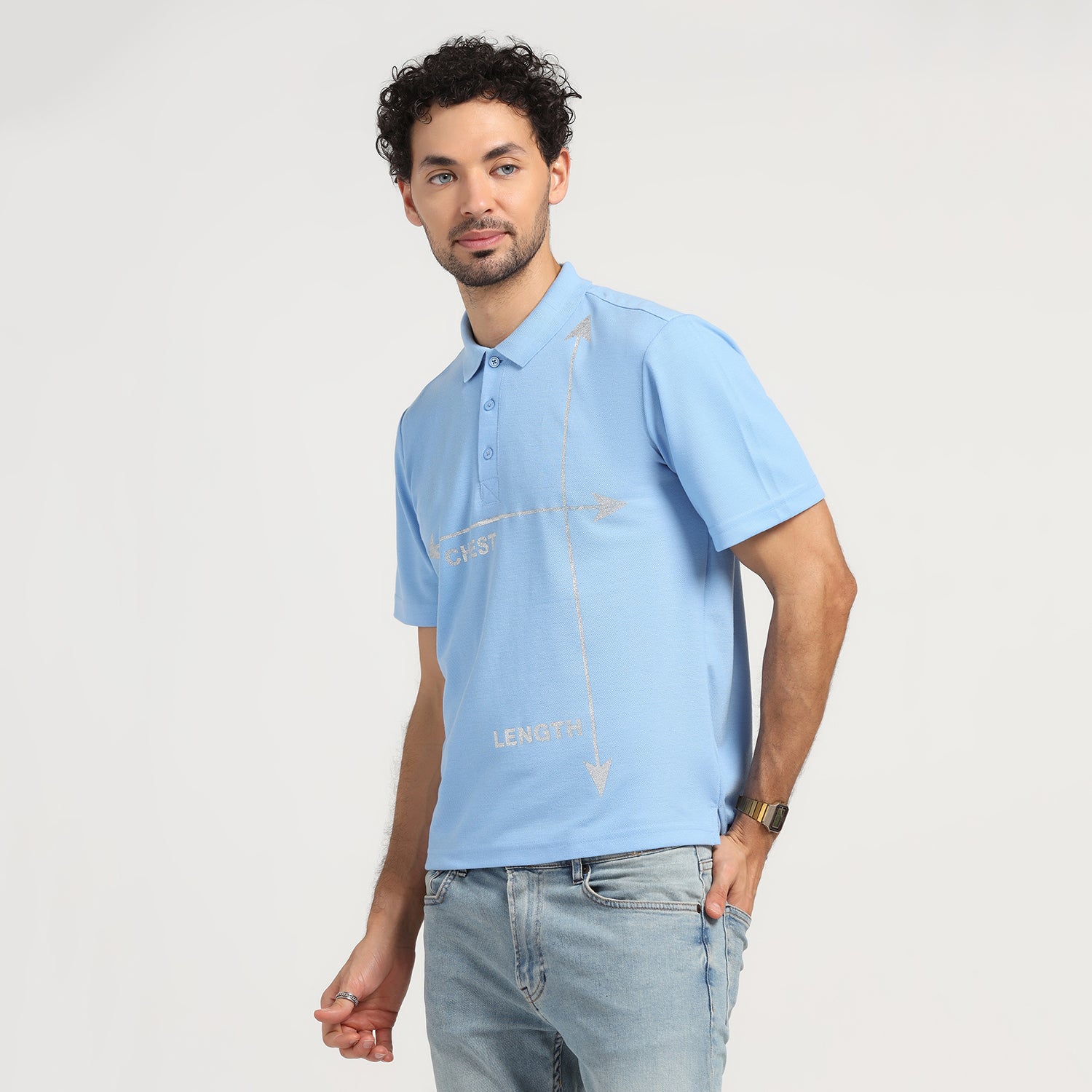 Sky Blue Printed Polo T-Shirt, shirts for men, party wear shirts for men, designer shirts for men