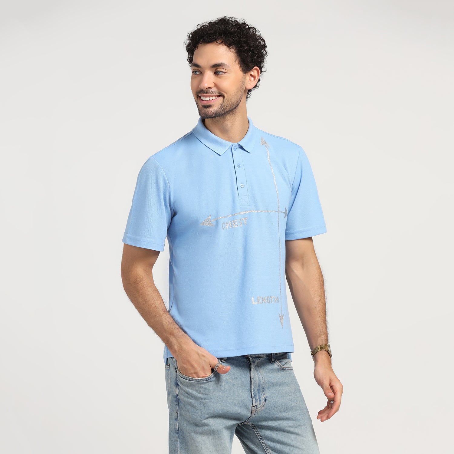 Sky Blue Printed Polo T-Shirt, shirts for men, party wear shirts for men, designer shirts for men