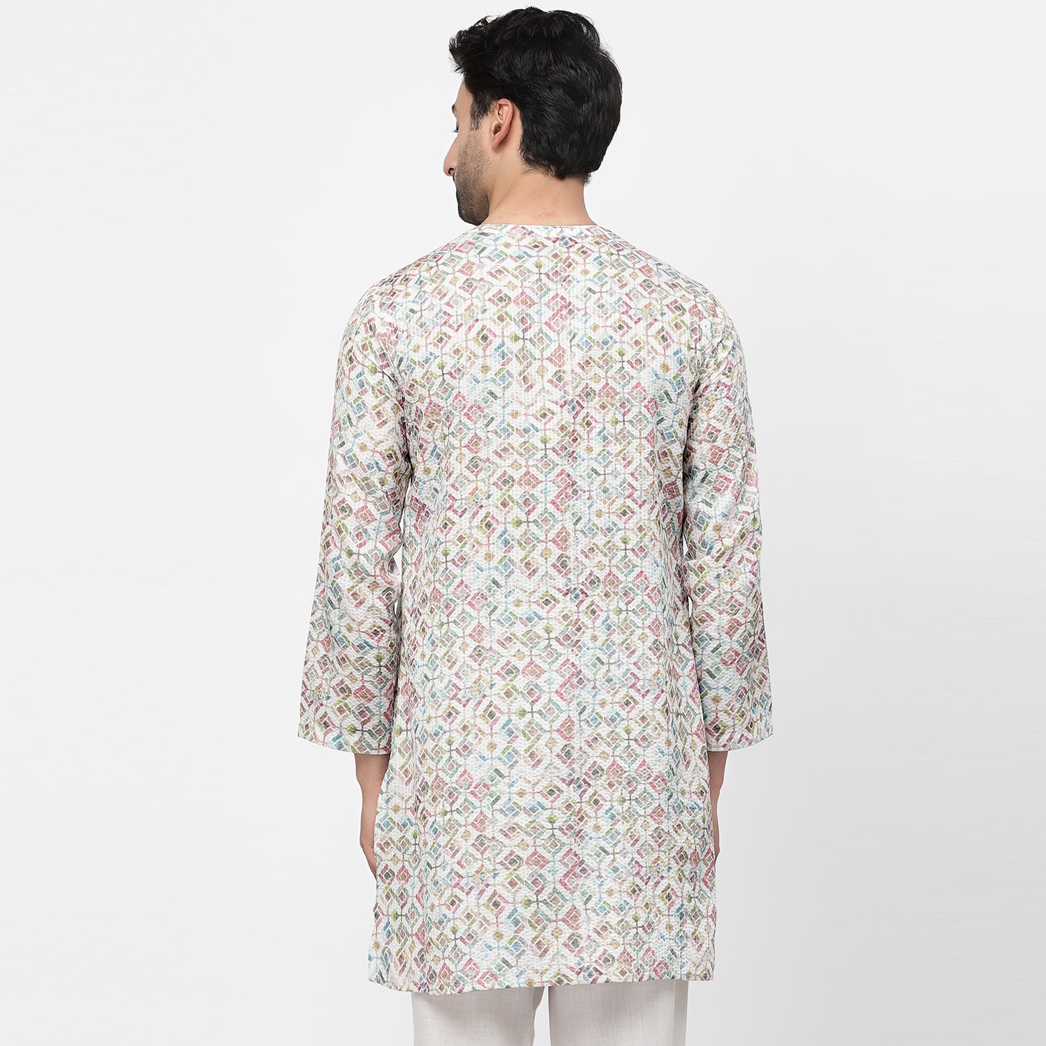 Square Print Long Kurta, men kurta ,designer kurta, Kurta design, kurta designs for men, men wear