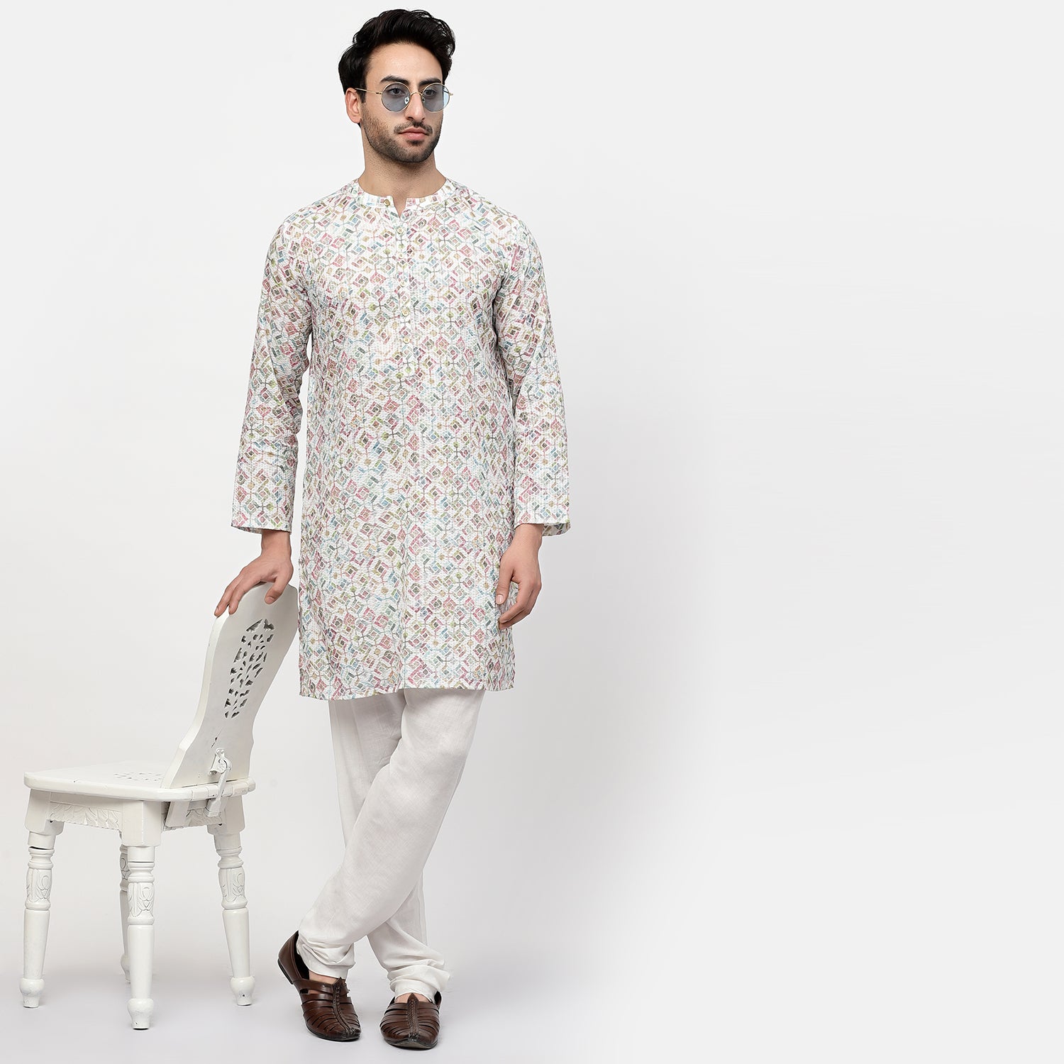 Square Print Long Kurta, men kurta ,designer kurta, Kurta design, kurta designs for men, men wear