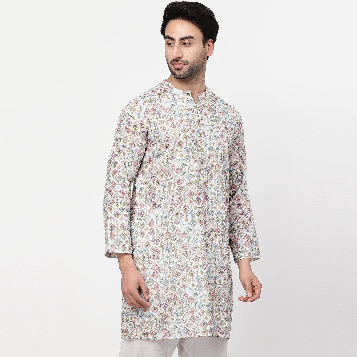 Square Print Long Kurta, men kurta ,designer kurta, Kurta design, kurta designs for men, men wear