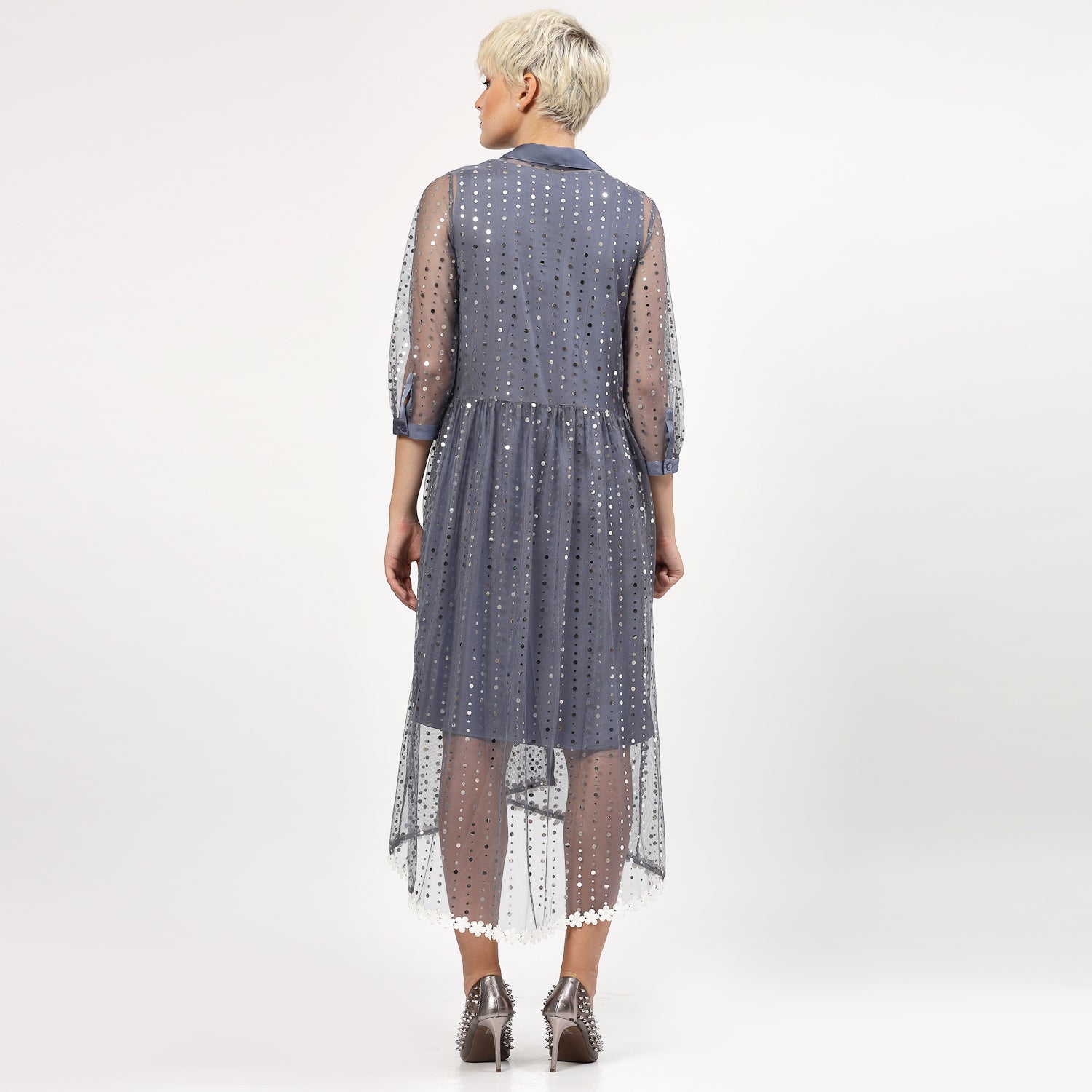 Buy Stone Blue Sequins Tunic for Women-4