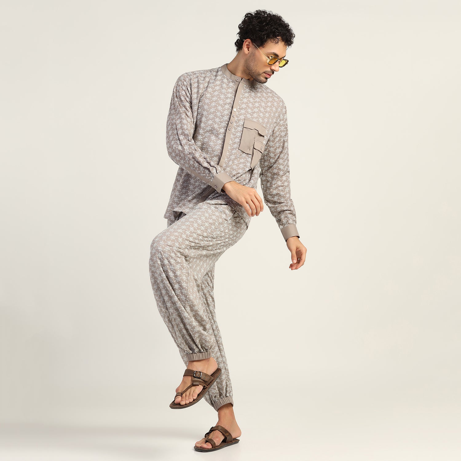Taupe Schiffle Shirt for Men-1