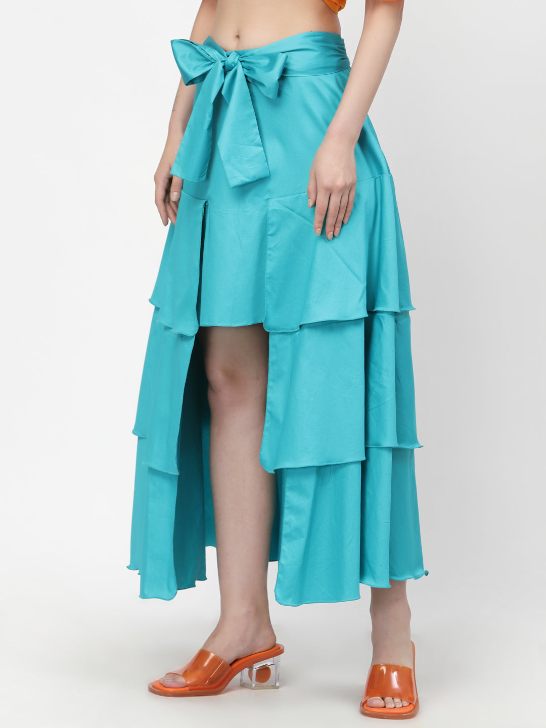 Buy Turquoise Layered Skirt for Ladies-1