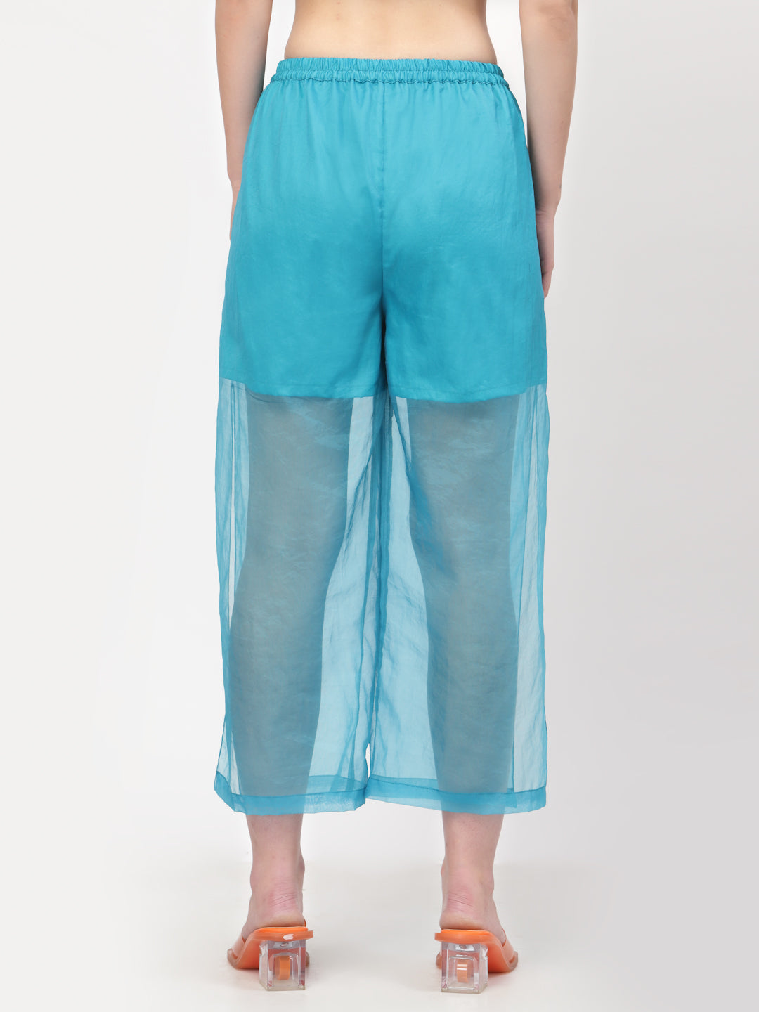 Turquoise Organza Plazzo, Velvet Bell Bottom Pants , Stylish Women pants , Floral print palazzos