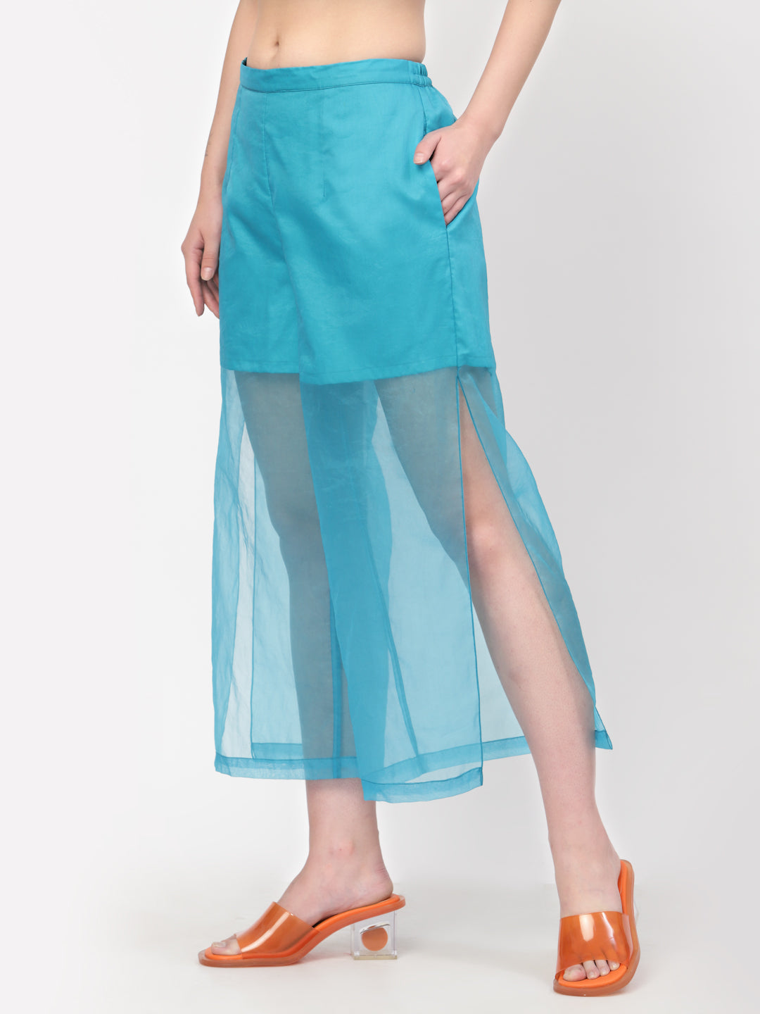 Turquoise Organza Plazzo, Velvet Bell Bottom Pants , Stylish Women pants , Floral print palazzos