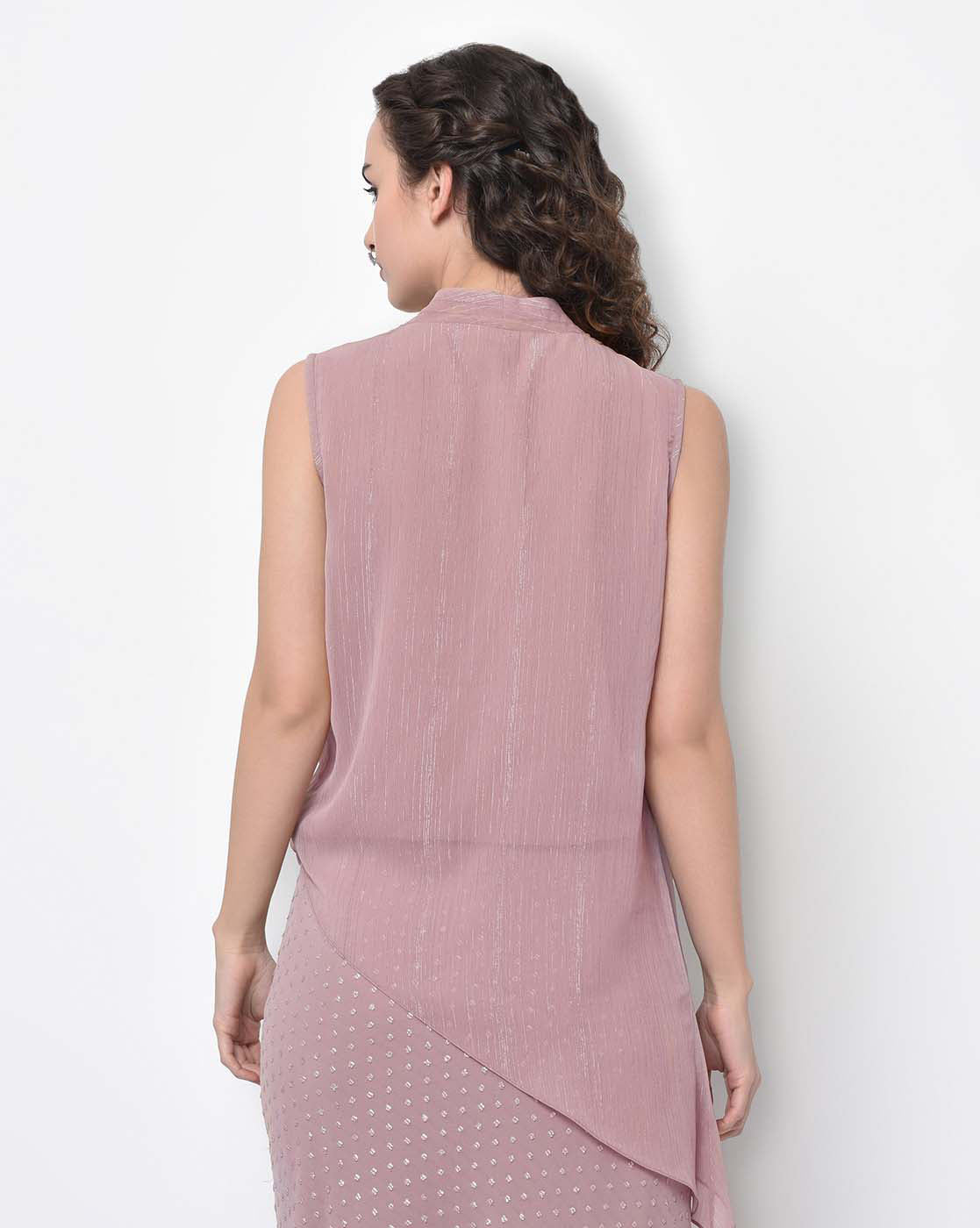 Rose Pink Drape Top With Lurex