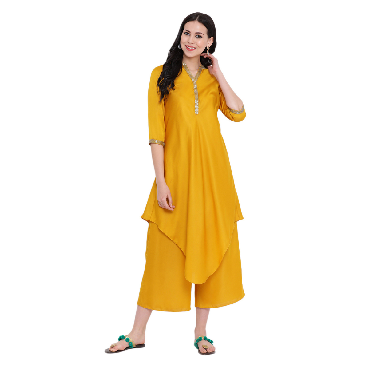Yellow tunic with chinese collar