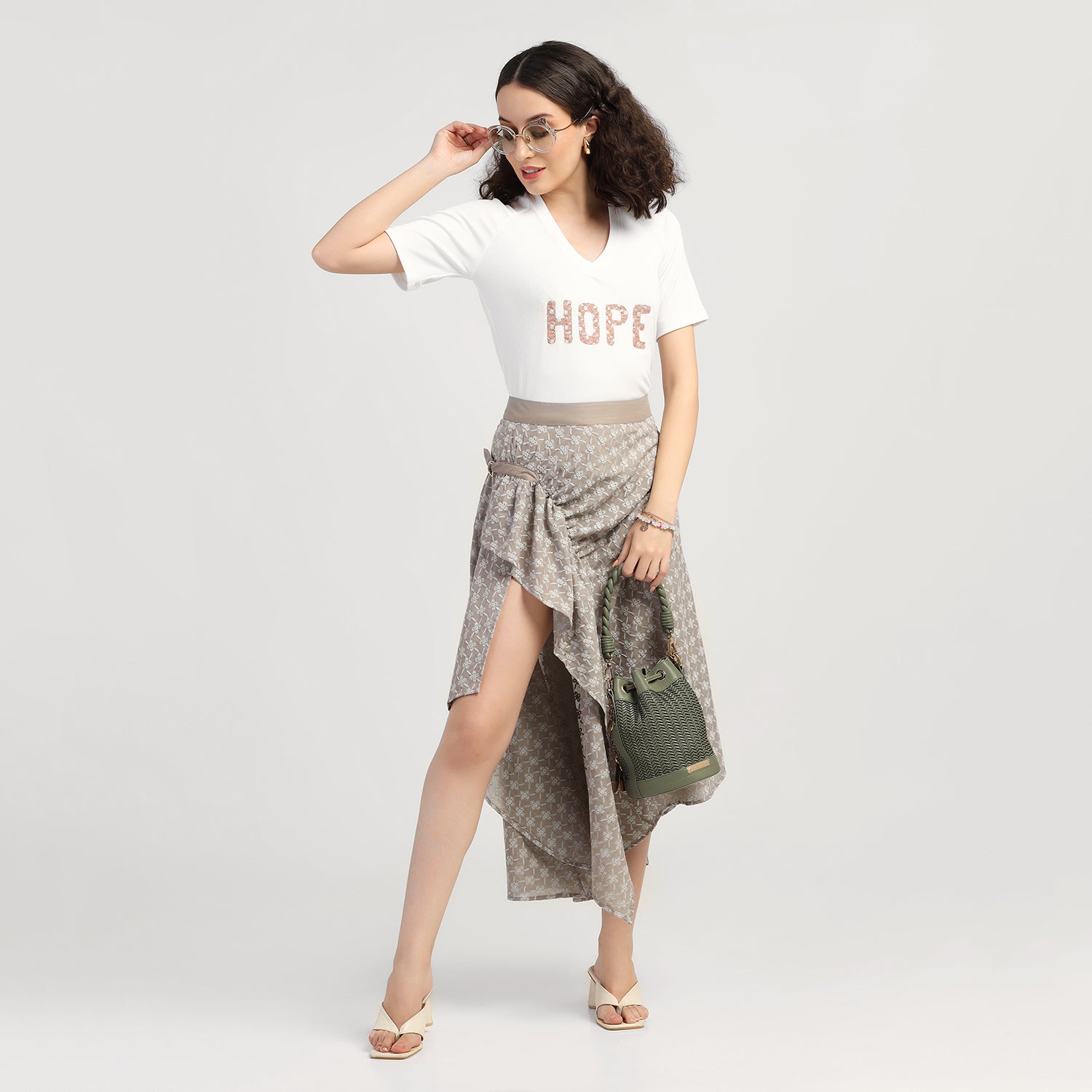 White Embroidered Hope Ribbed T- Shirt, t shirt for women, women t shirt, top designs, trendy tops, women wear tops