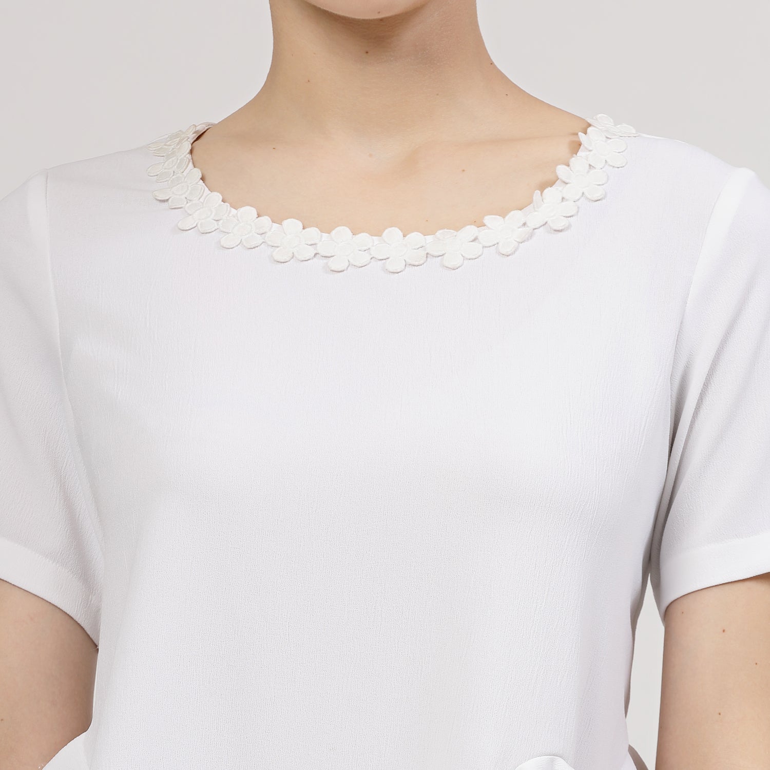 White Pemplum Top With Flower Lace,  tops for women, crop top, crop tops for women, organza tops