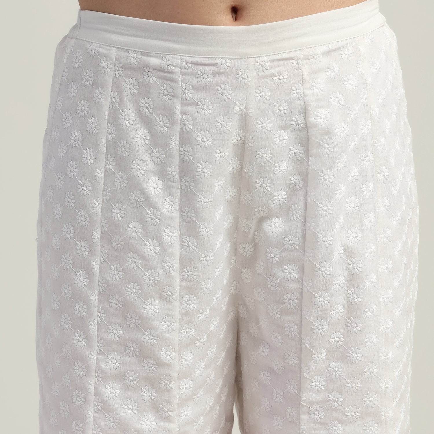 Buy White Schiffle Plazzo for Women-1