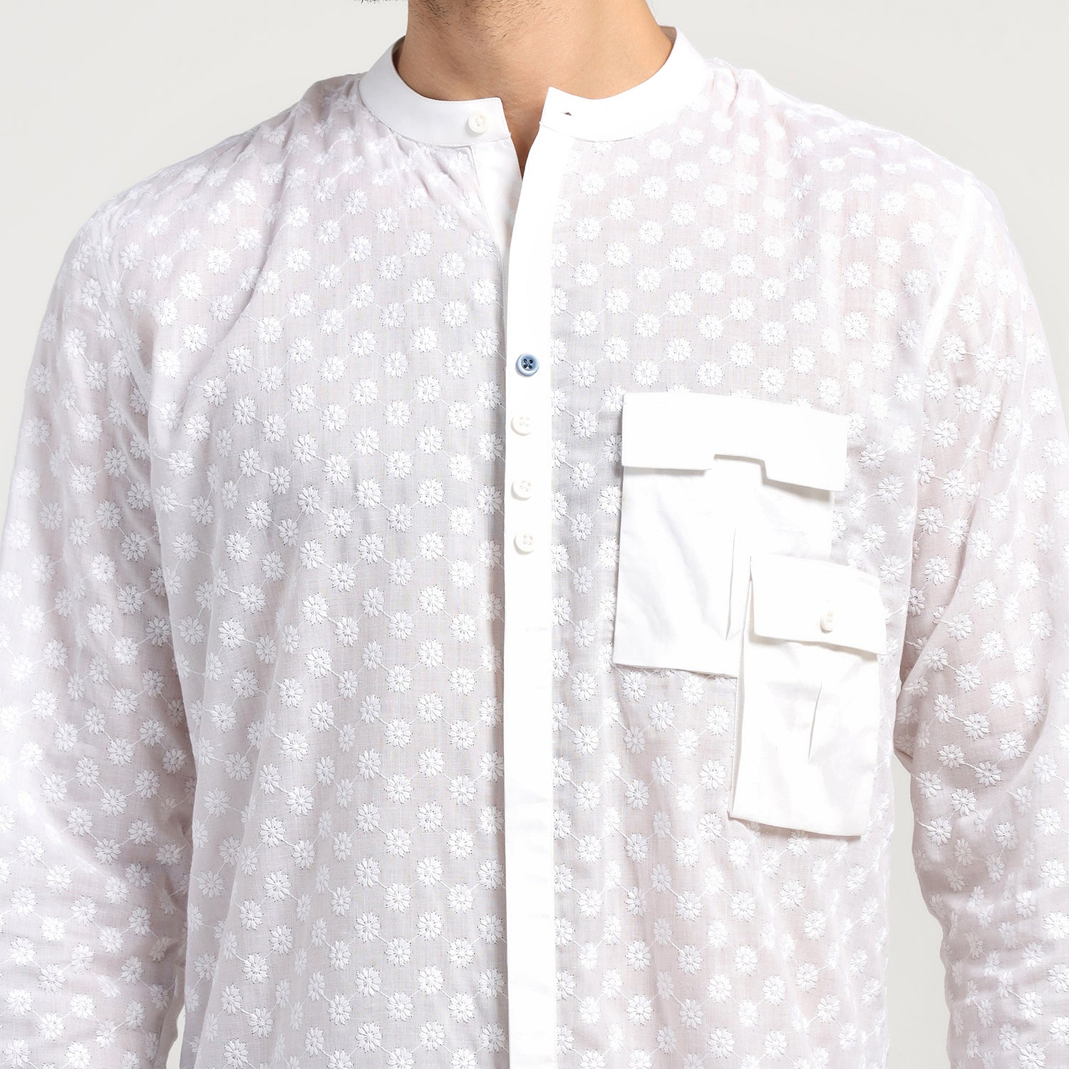 White Schiffle Shirt for Men-1