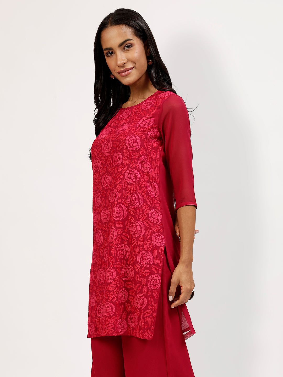 Buy Pink Georgette Asymmetrical Tunic for Women Online – LELA By Varija