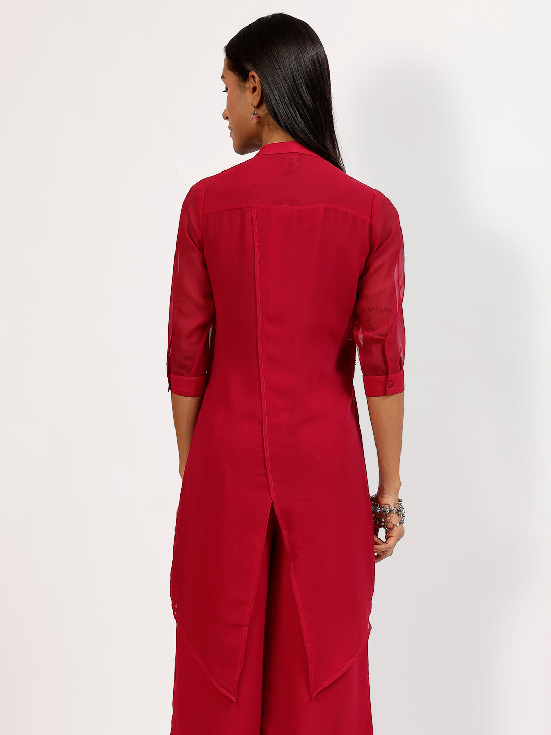 Pink Embroidered Tunic With Asymmetrical Back