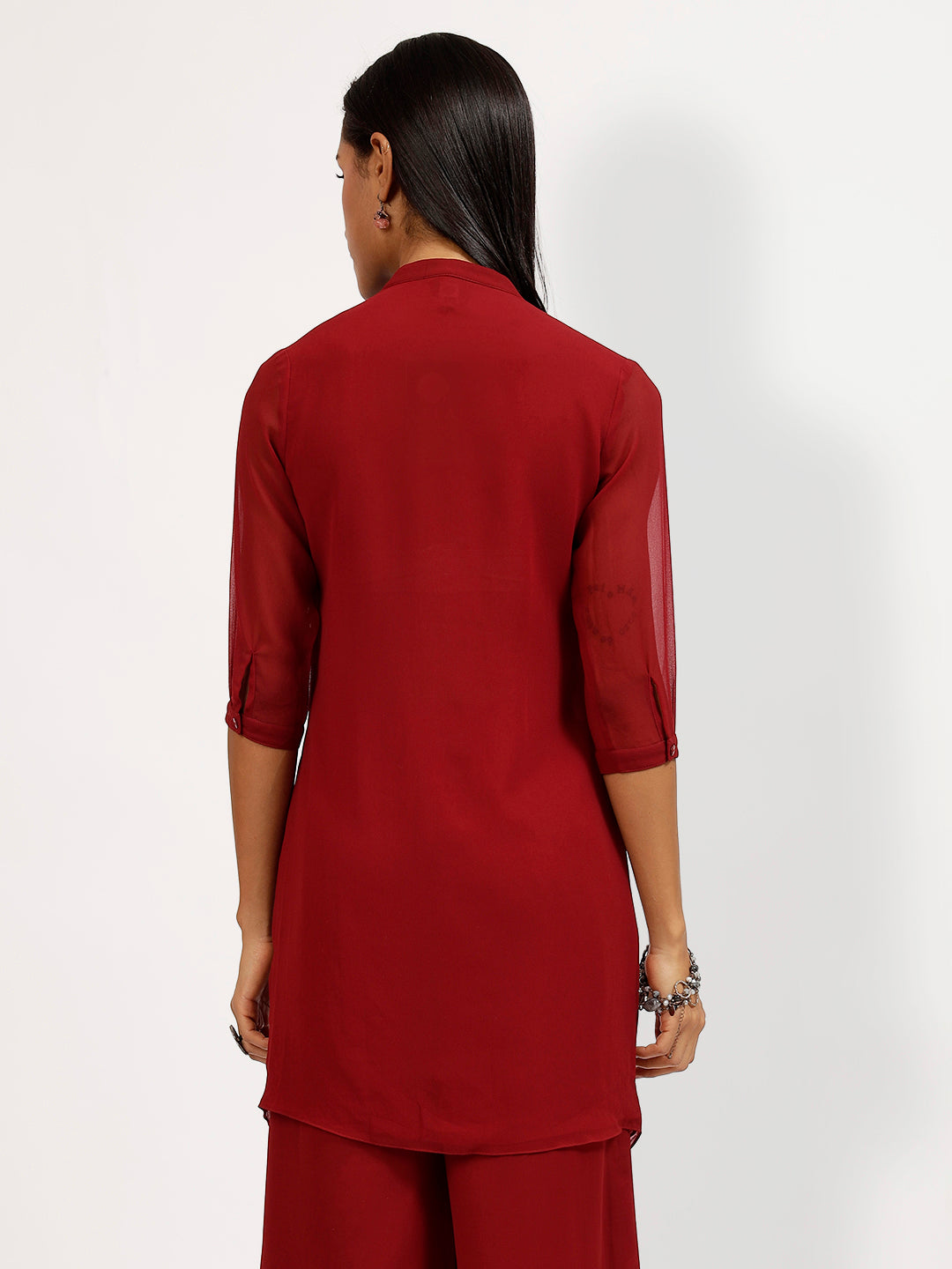 Maroon Georgette Tunic-5