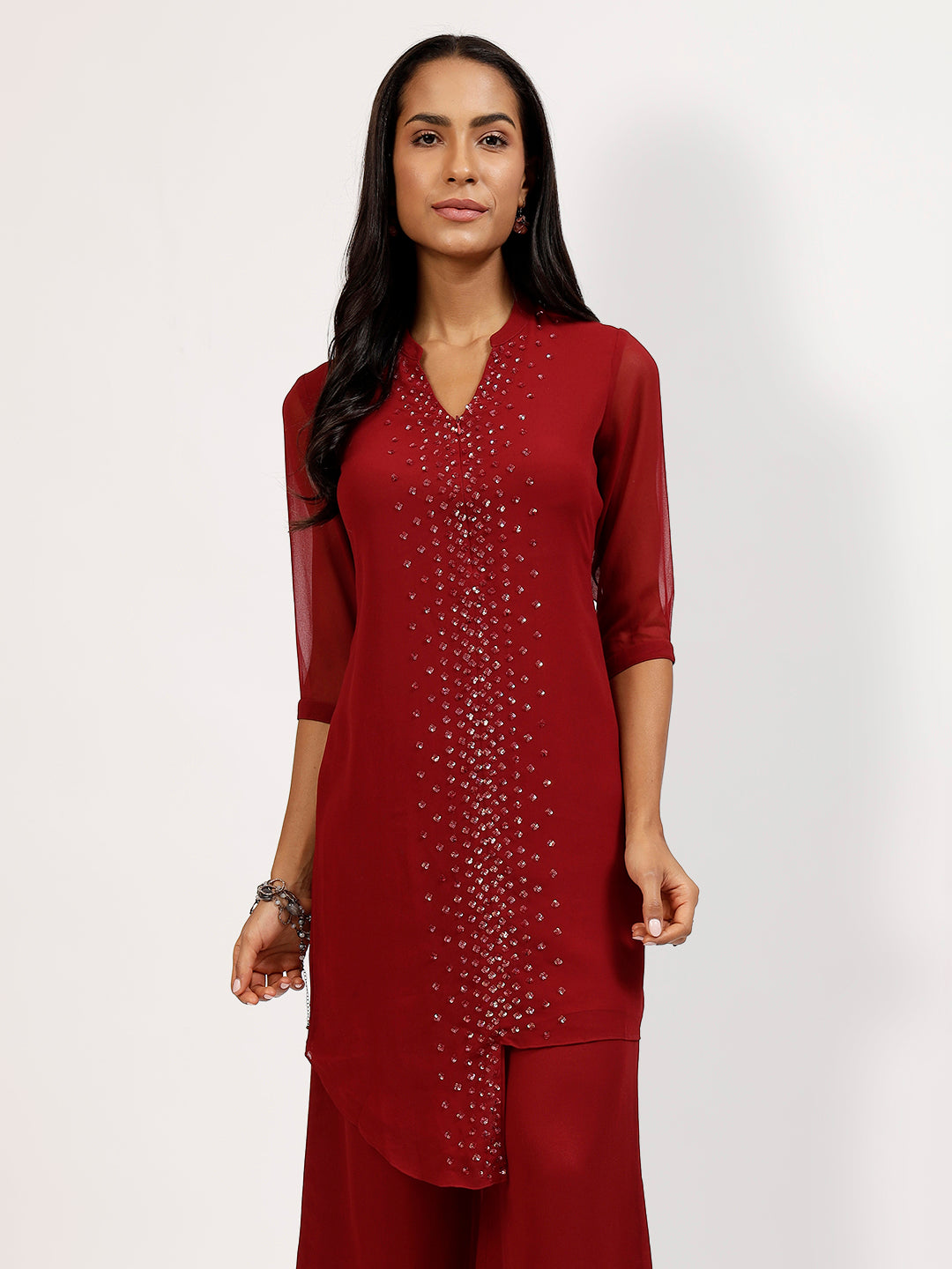 Maroon Georgette Tunic-1