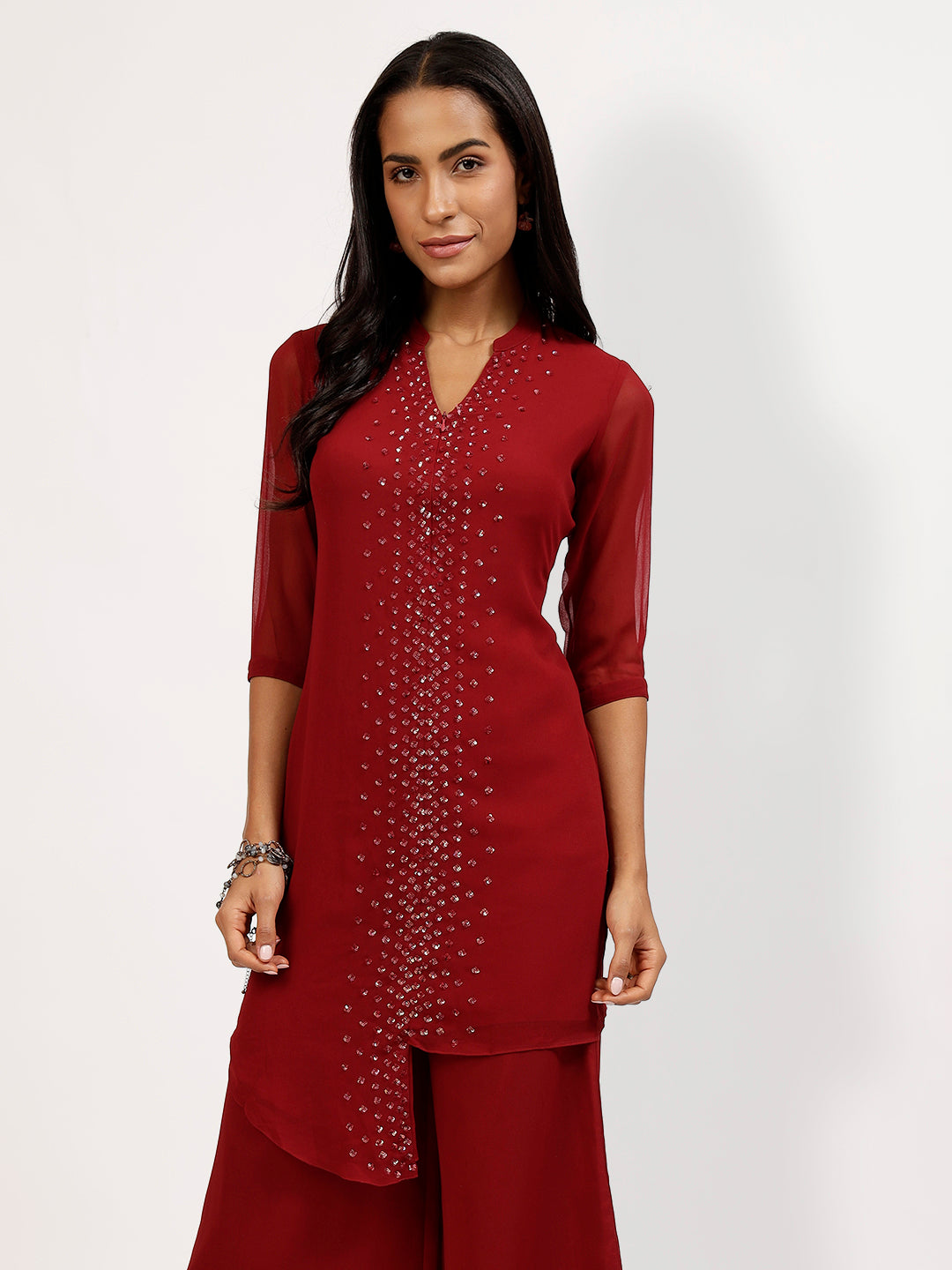 Maroon Georgette Tunic-2