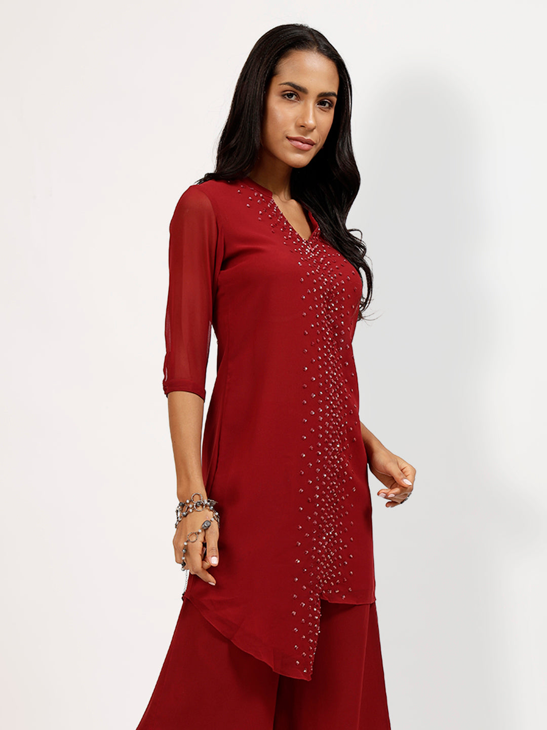 Maroon Georgette Tunic-3