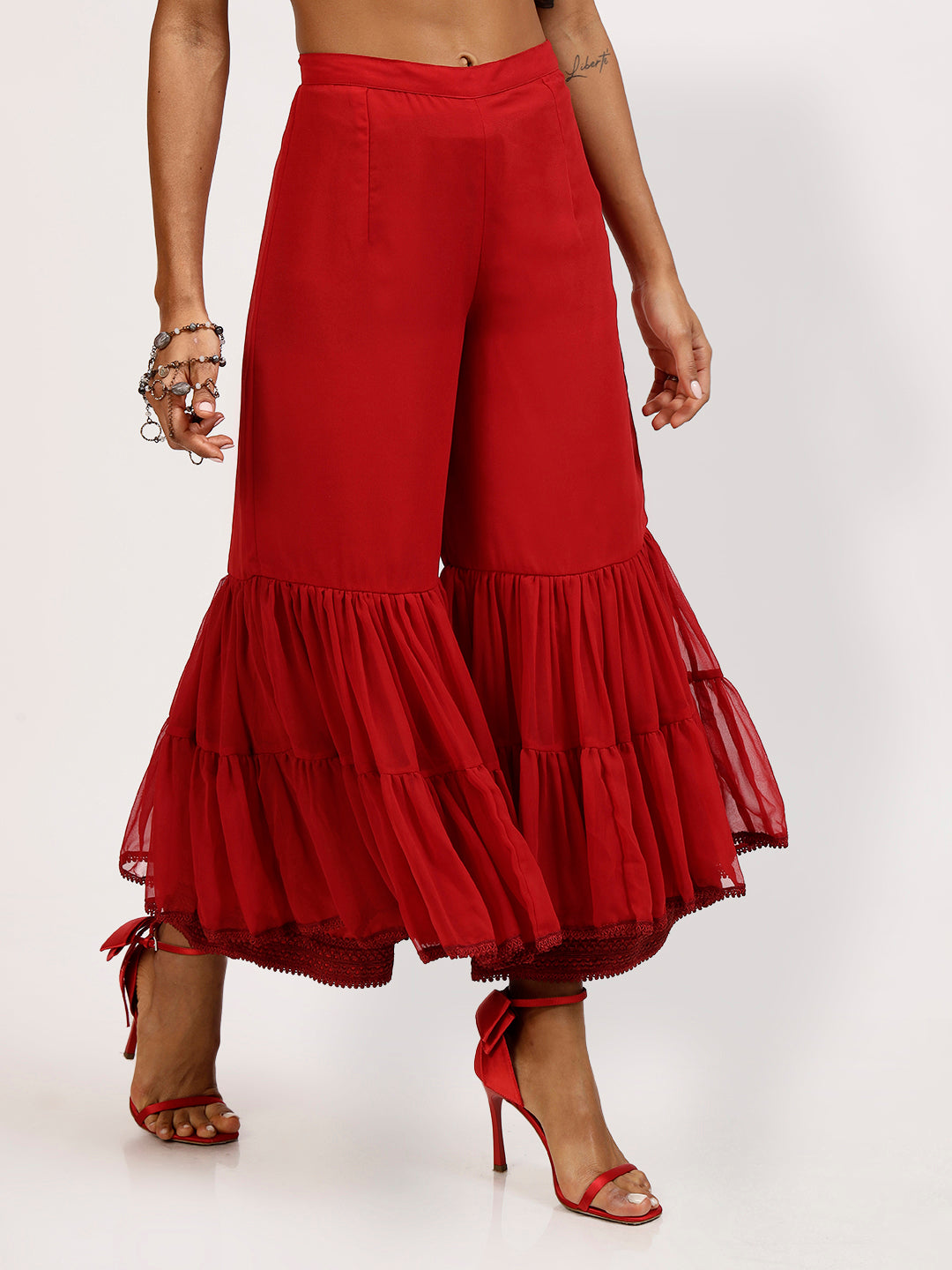 Red Georgette Sharara for Women