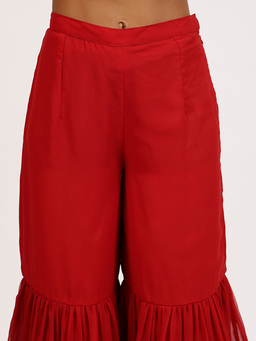 Red Georgette Sharara for Women-1