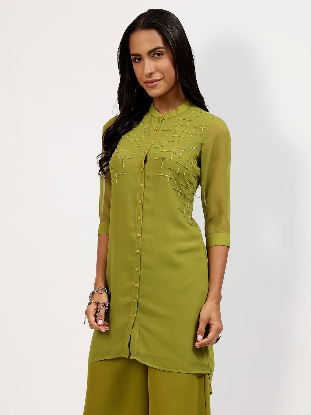 Olive Embroidered Tunic-1