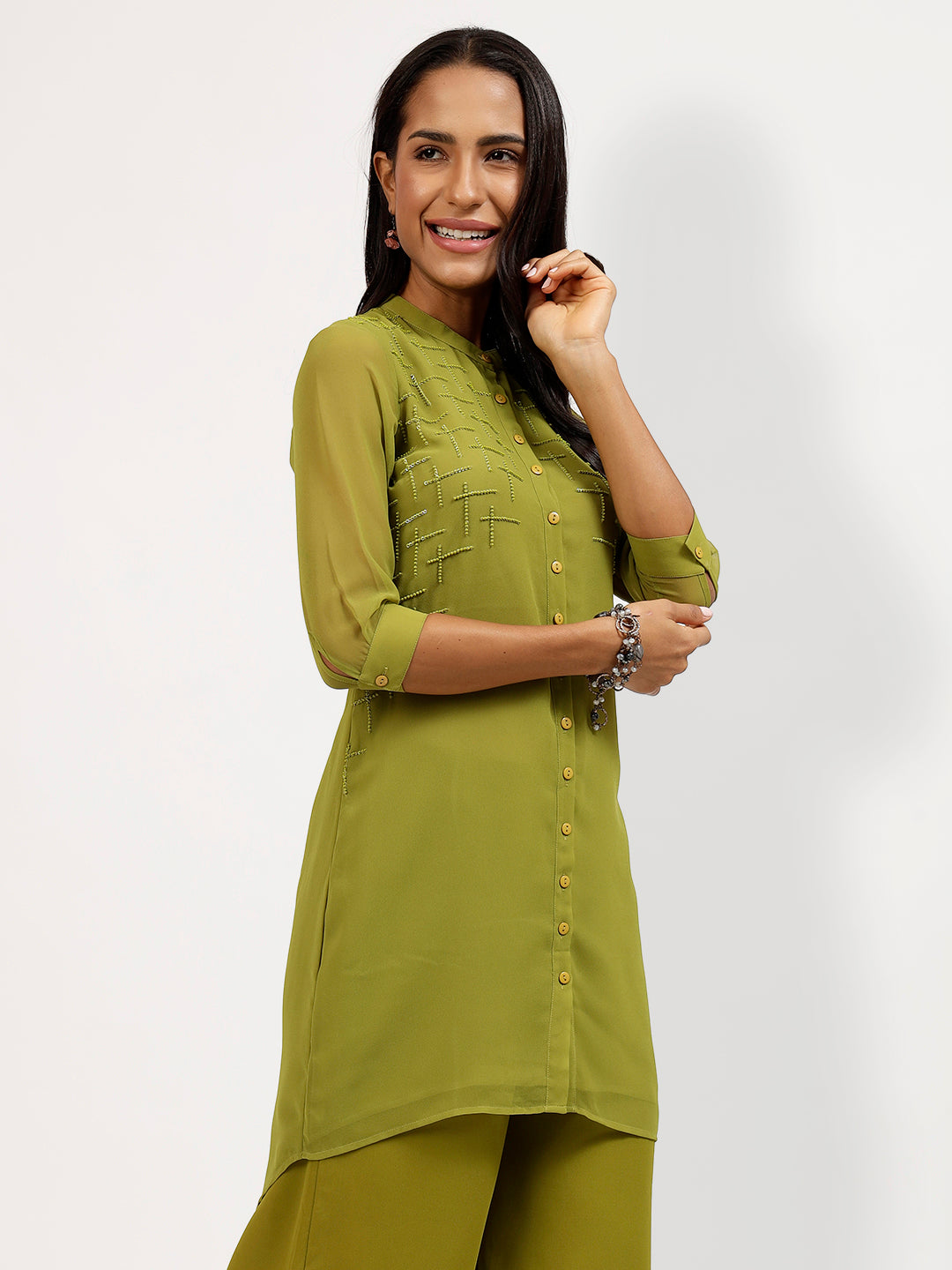 Olive Embroidered Tunic-2