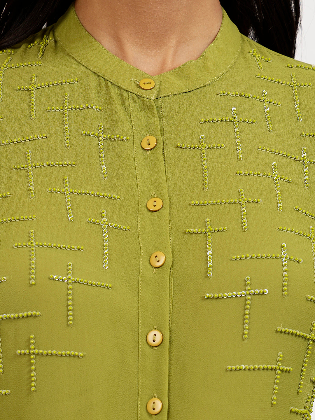 Olive Embroidered Tunic-3