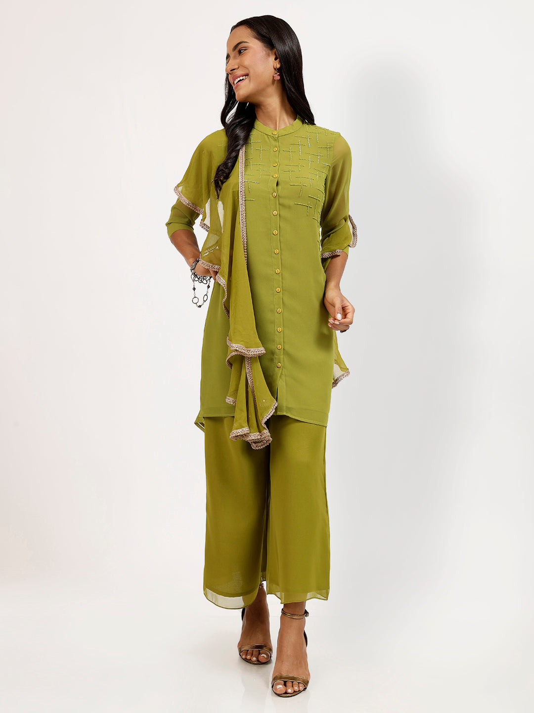 Olive Embroidered Tunic-5