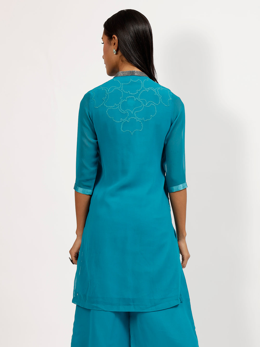 Buy Turquoise Georgette Tunic-5